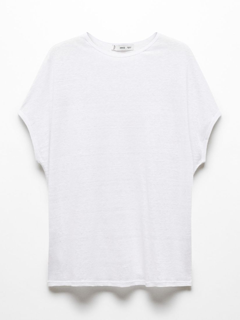 Buy Mango Linen T-Shirt, White Online at johnlewis.com