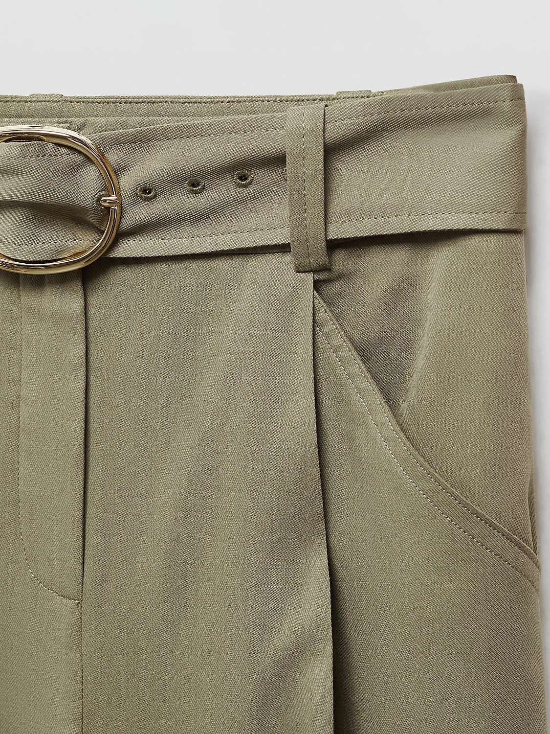 Buy Mango Angie Belted Wide Leg Trousers, Khaki Online at johnlewis.com