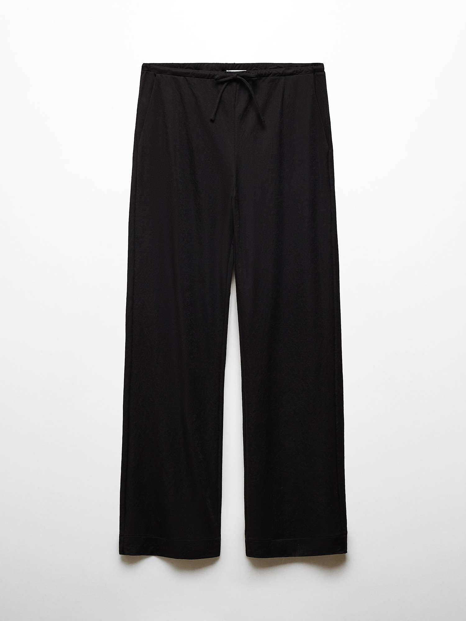 Buy Mango Cintita Wide Leg Drawstring Waist Trousers, Black Online at johnlewis.com