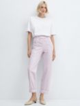 Mango Camila High Rise Tapered Jeans, Pastel Purple