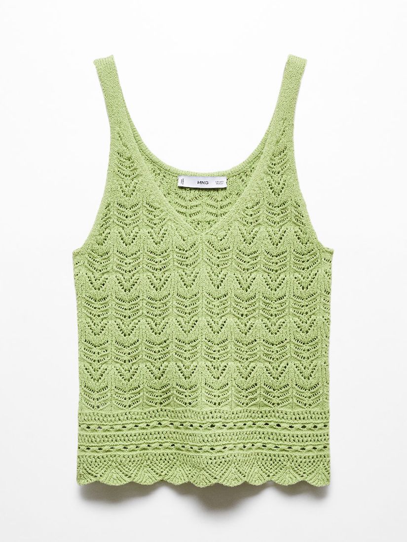 Buy Mango Sito Crochet Vest Top, Green Online at johnlewis.com