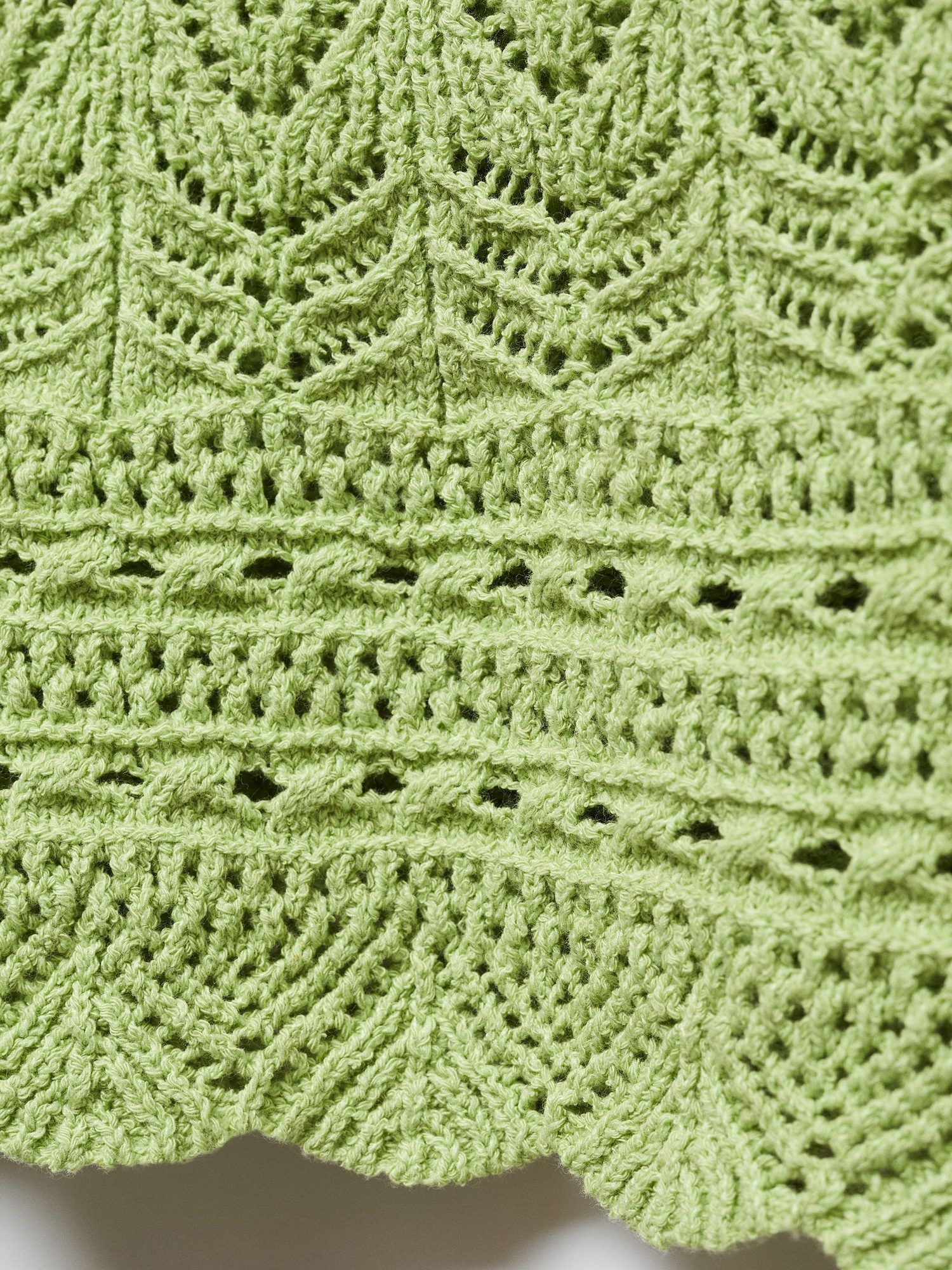 Mango Sito Crochet Vest Top, Green, L