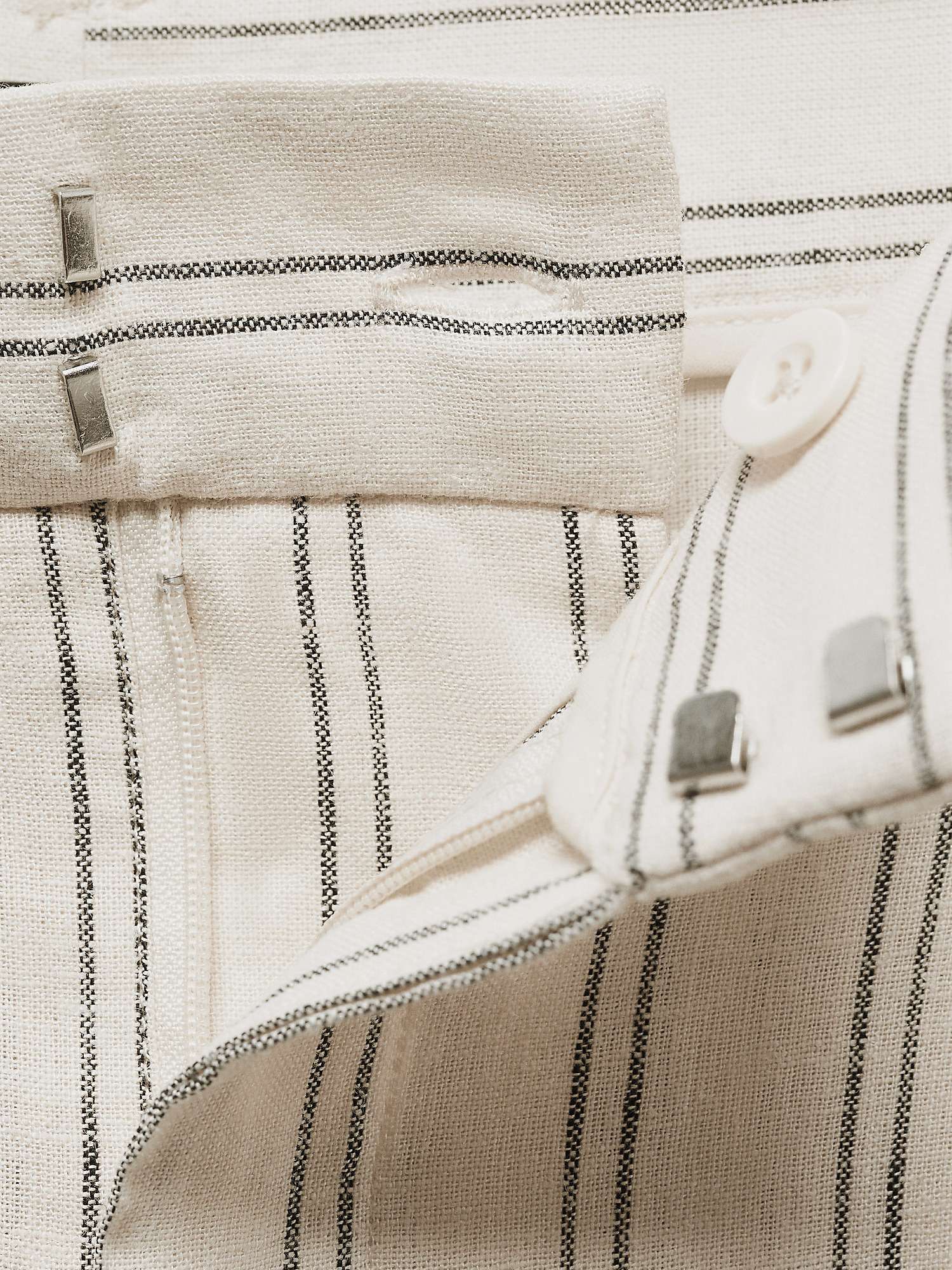 Buy Mango Striped Linen Blend Trousers, Light Beige Online at johnlewis.com