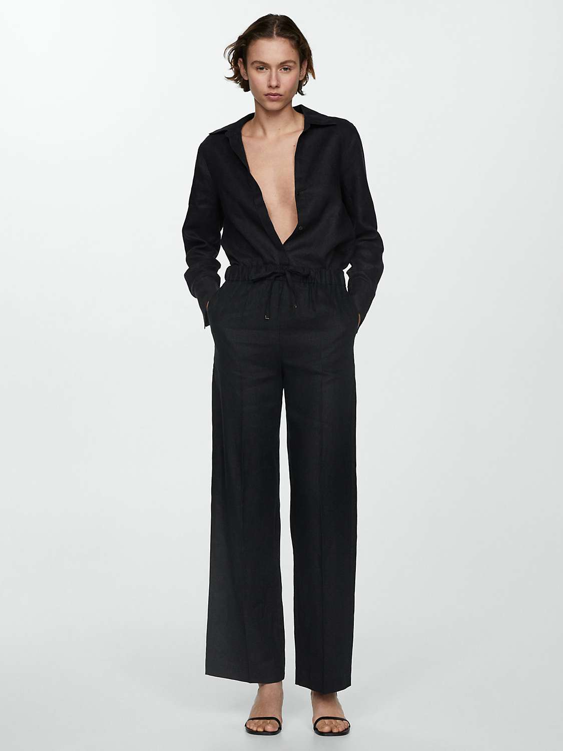 Buy Mango Samara Straight Leg Linen Trousers Online at johnlewis.com