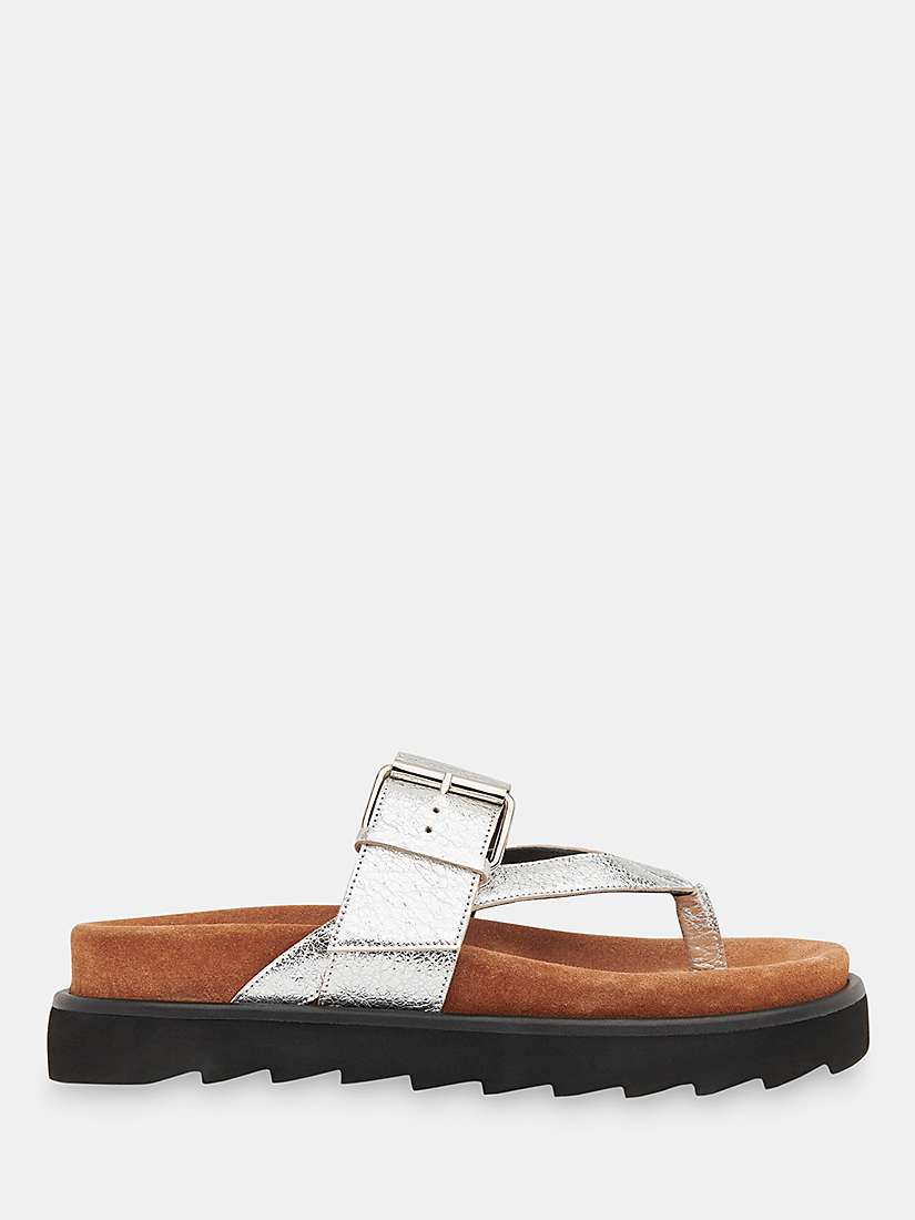 Buy Whistles Sutton Toe Post Buckle Sandals, Silver Online at johnlewis.com