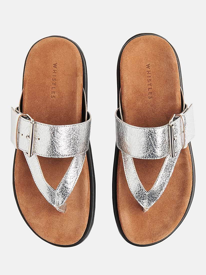 Buy Whistles Sutton Toe Post Buckle Sandals, Silver Online at johnlewis.com