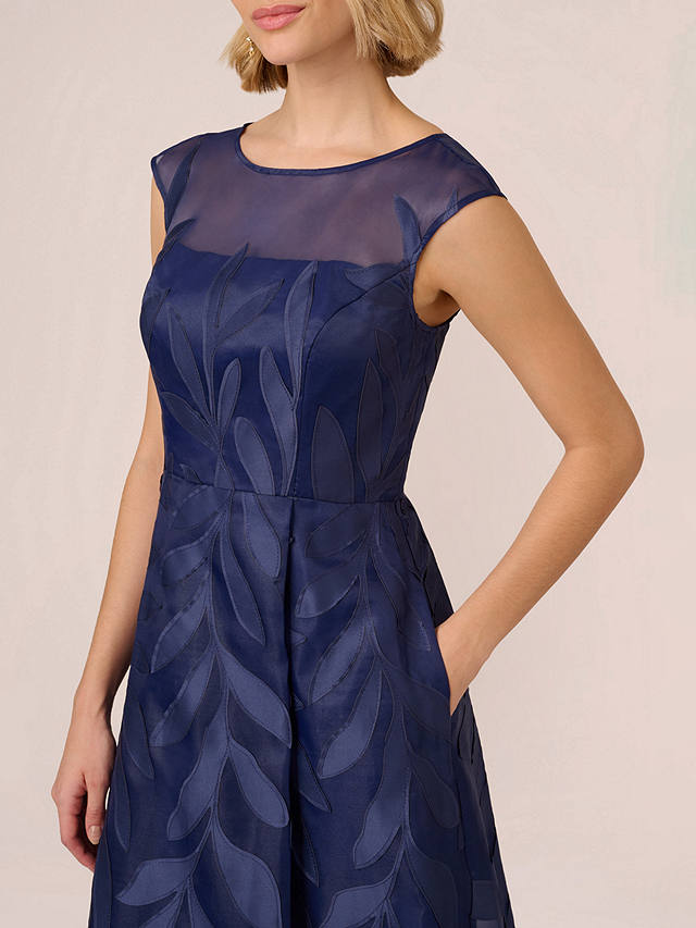 Adrianna Papell Applique Organza Maxi Dress, Navy Sateen