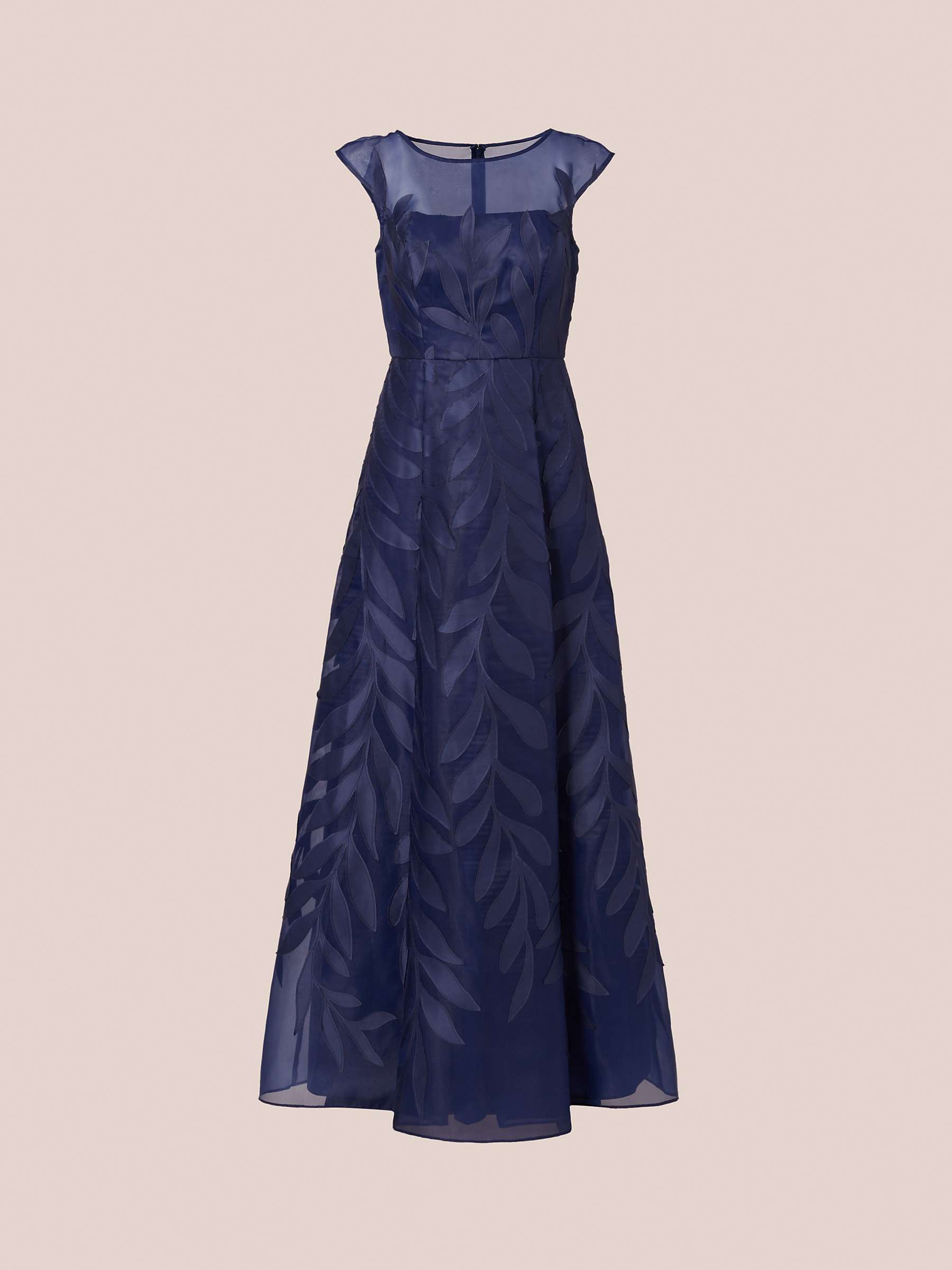 Buy Adrianna Papell Applique Organza Maxi Dress, Navy Sateen Online at johnlewis.com