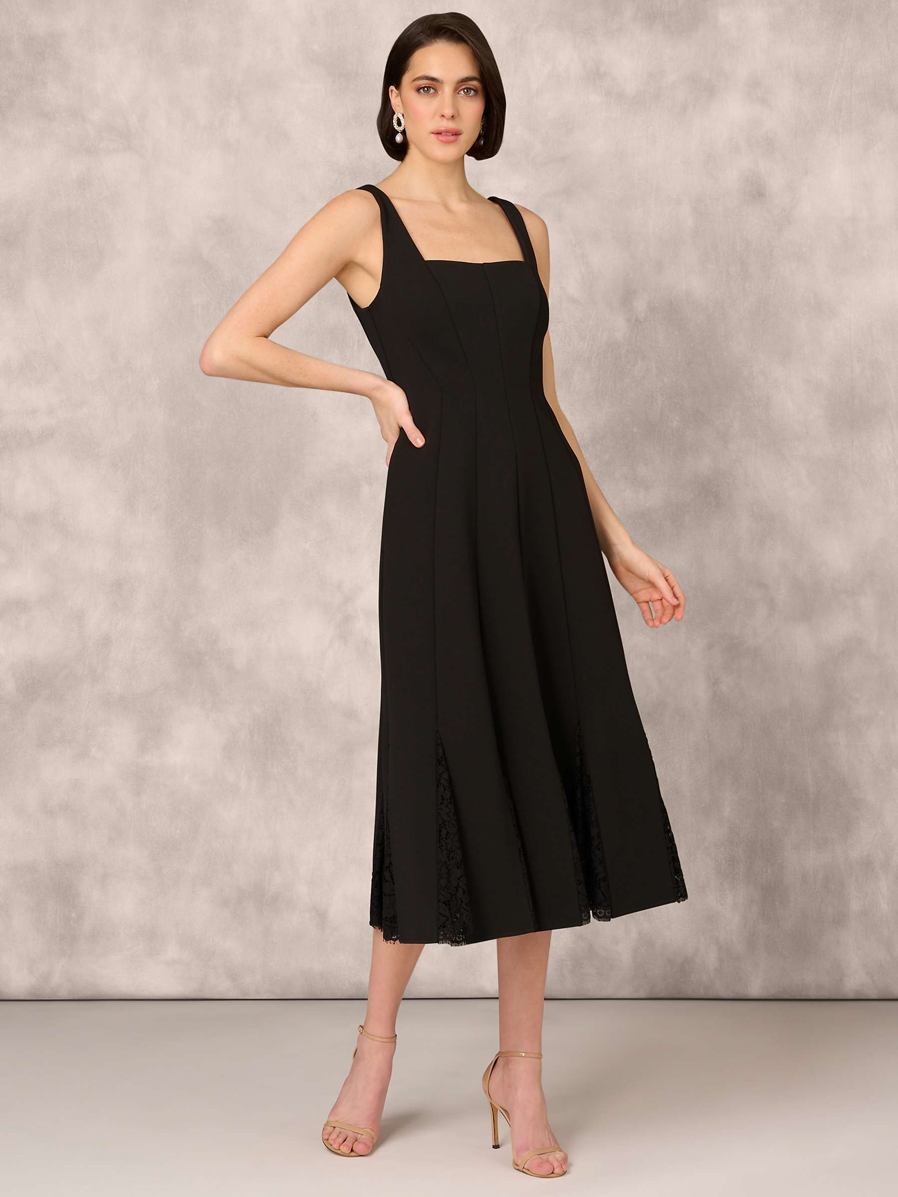 Buy Aidan Mattox by Adrianna Papell Bonded Crepe Midi Dress, Black Online at johnlewis.com