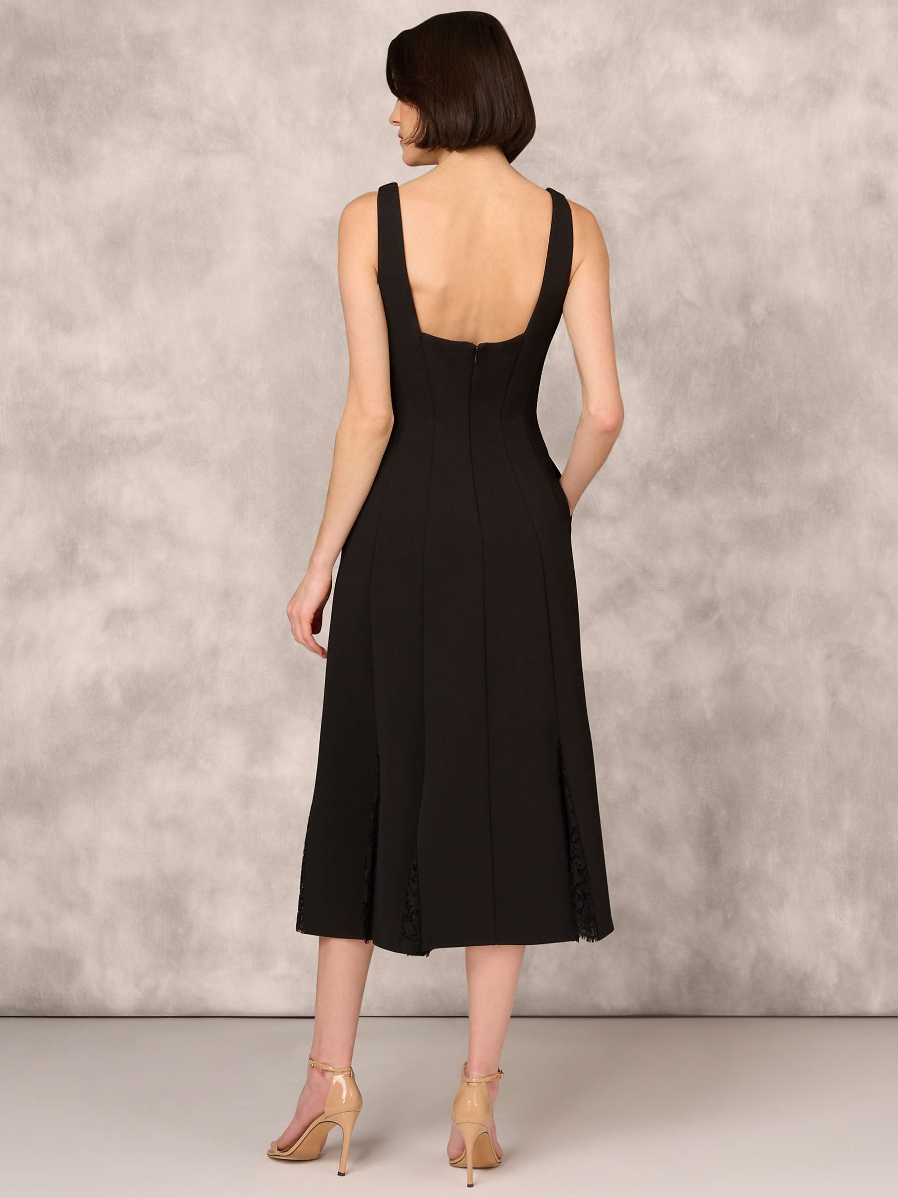 Buy Aidan Mattox by Adrianna Papell Bonded Crepe Midi Dress, Black Online at johnlewis.com