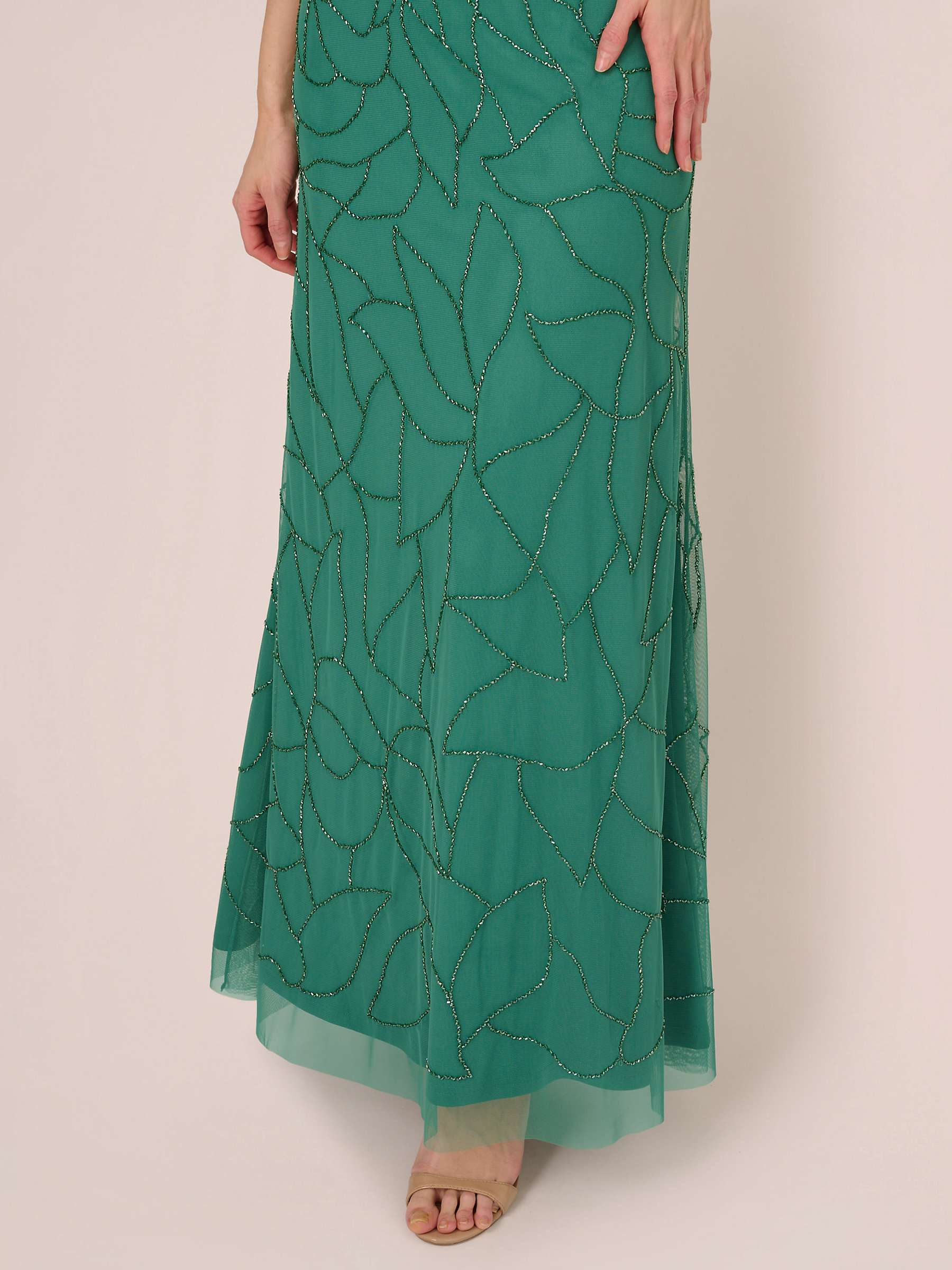 Buy Adrianna Papell Beaded Blouson Maxi Dress, Jungle Green Online at johnlewis.com