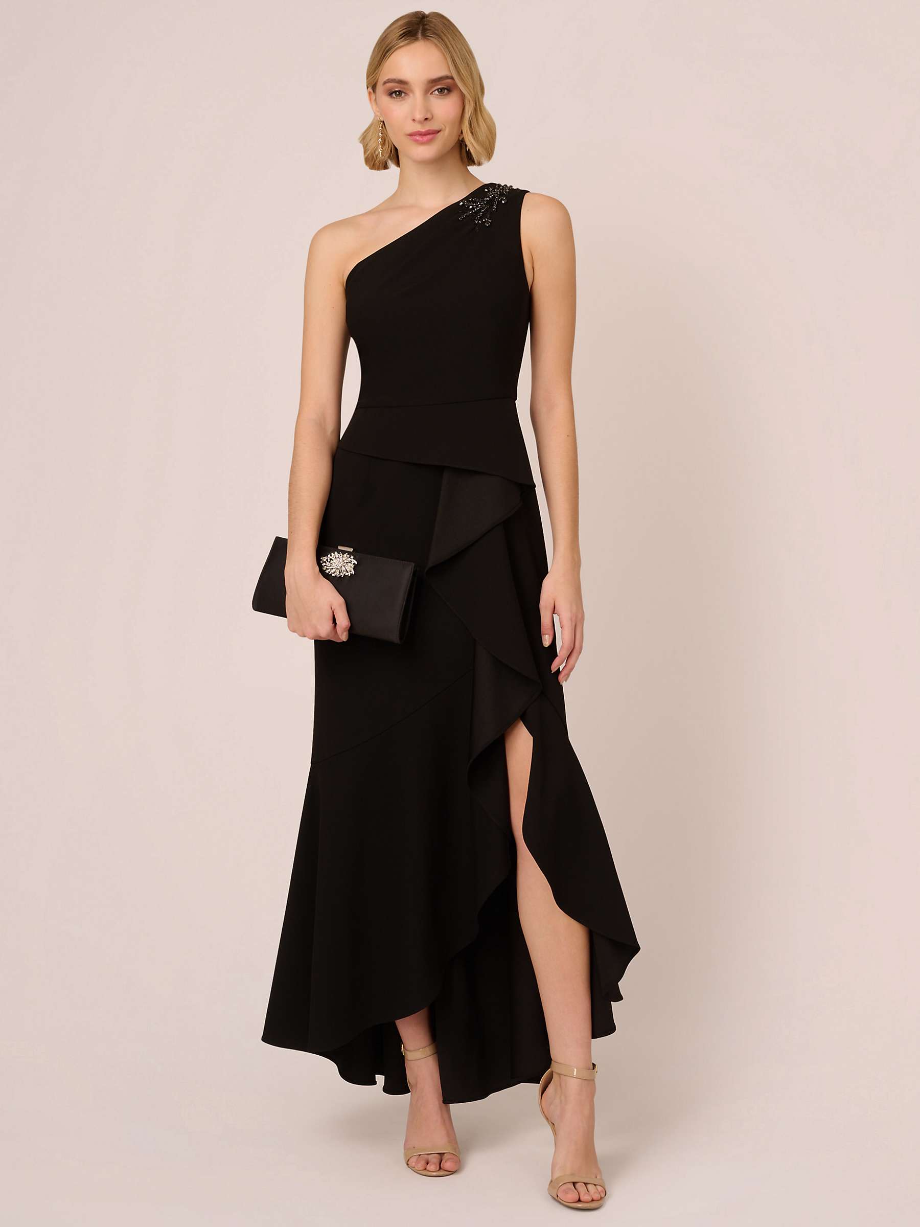 Buy Adrianna Papell Studio Beaded Knit Crepe Maxi Dress, Black Online at johnlewis.com