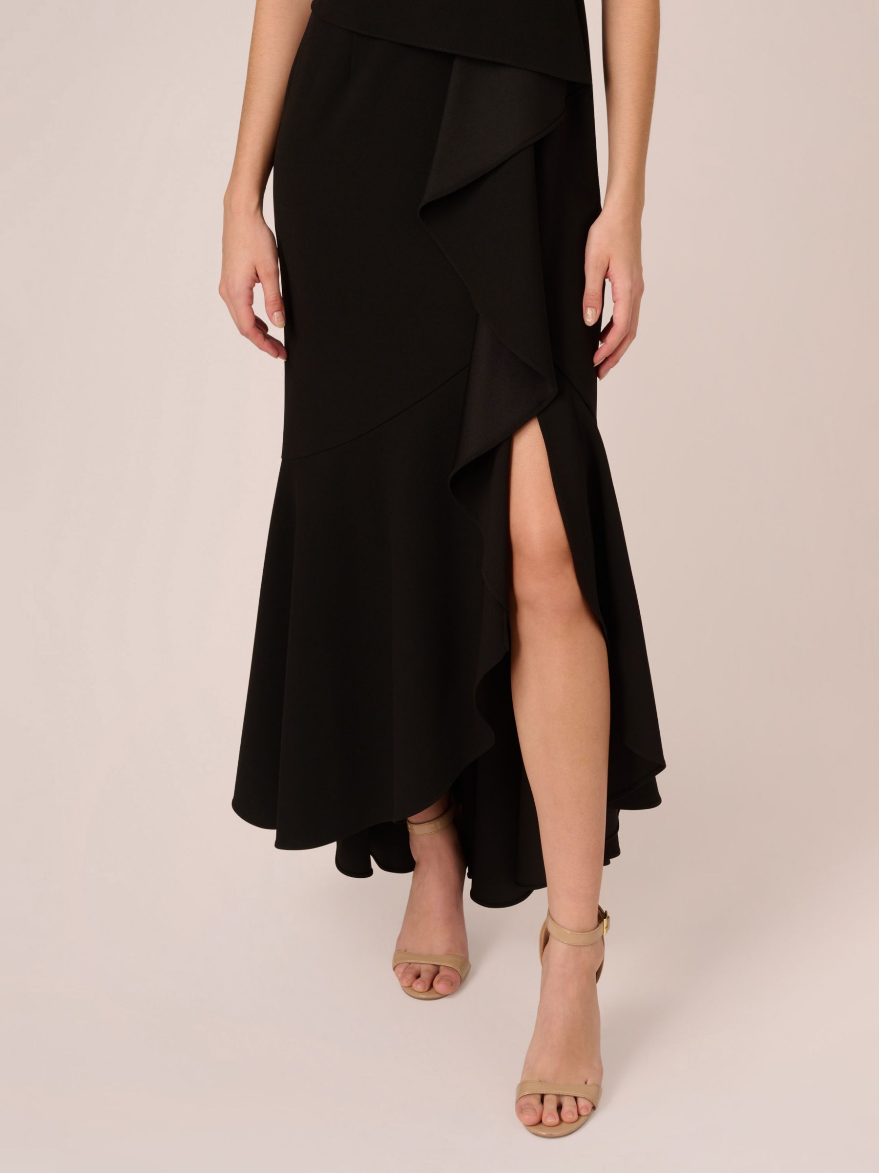 Adrianna Papell Studio Beaded Knit Crepe Maxi Dress, Black, 6
