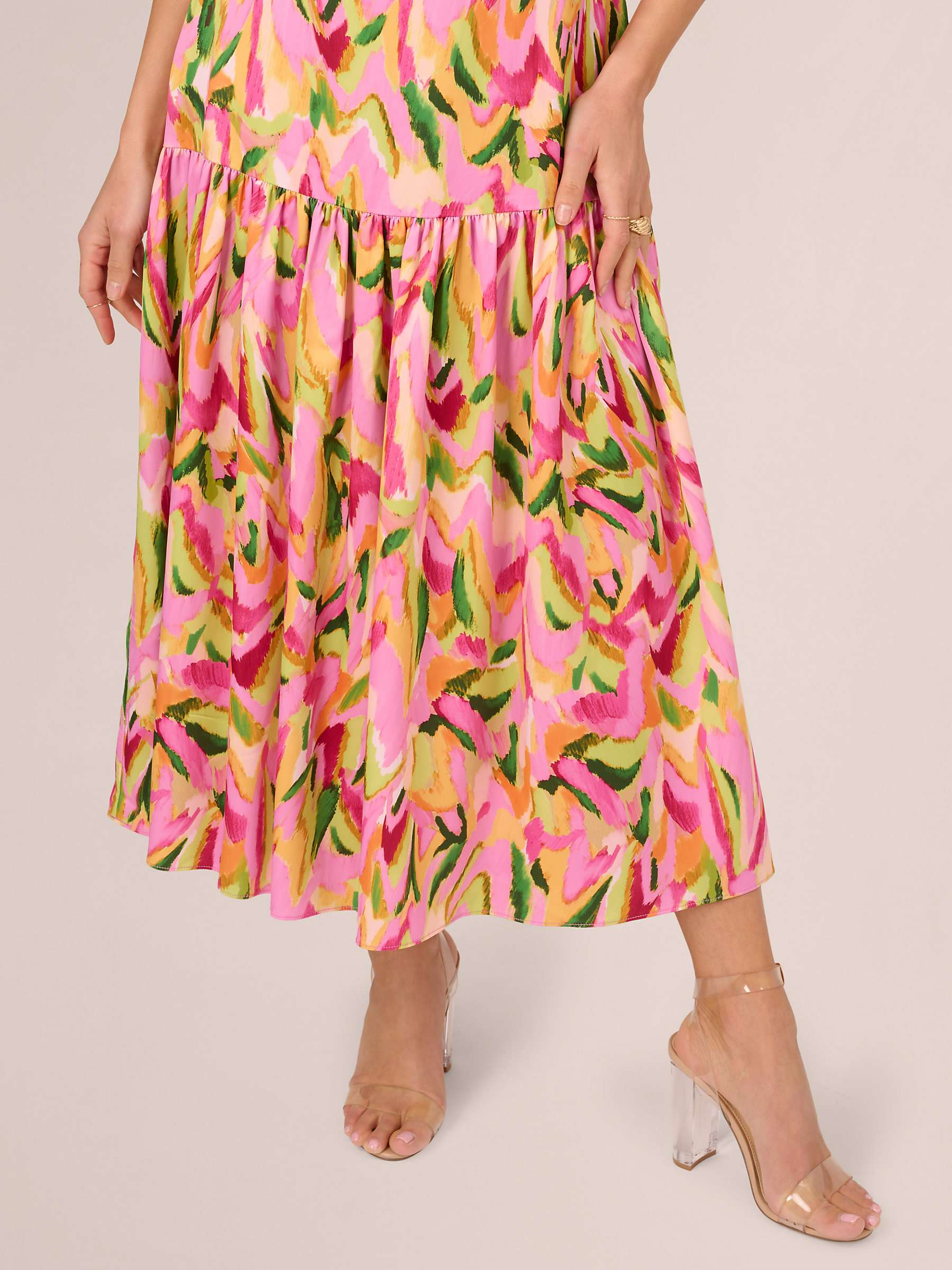 Buy Adrianna By Adrianna Papell Abstract Midi Dress, Pink/Multi Online at johnlewis.com