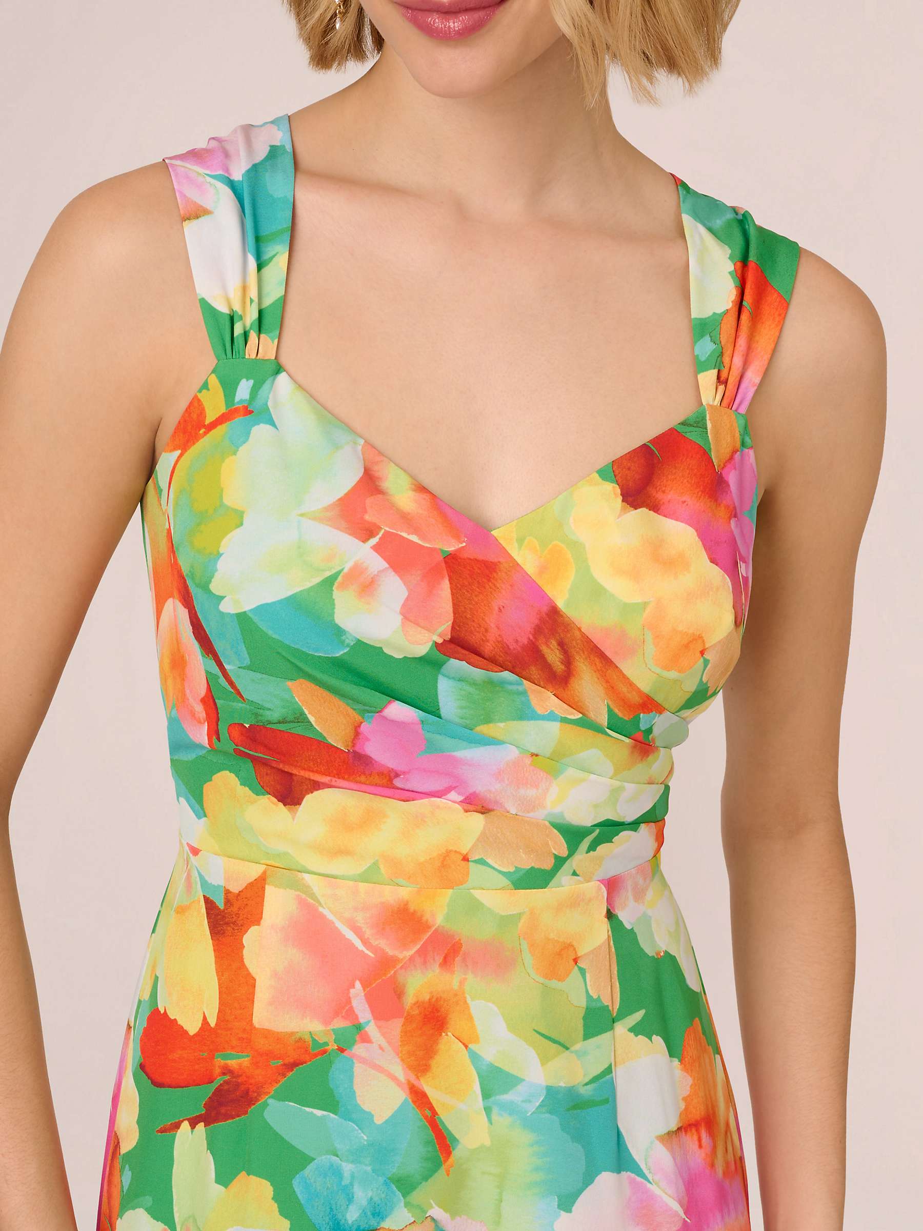 Buy Adrianna Papell Floral Hi-Low Dress, Green/Multi Online at johnlewis.com