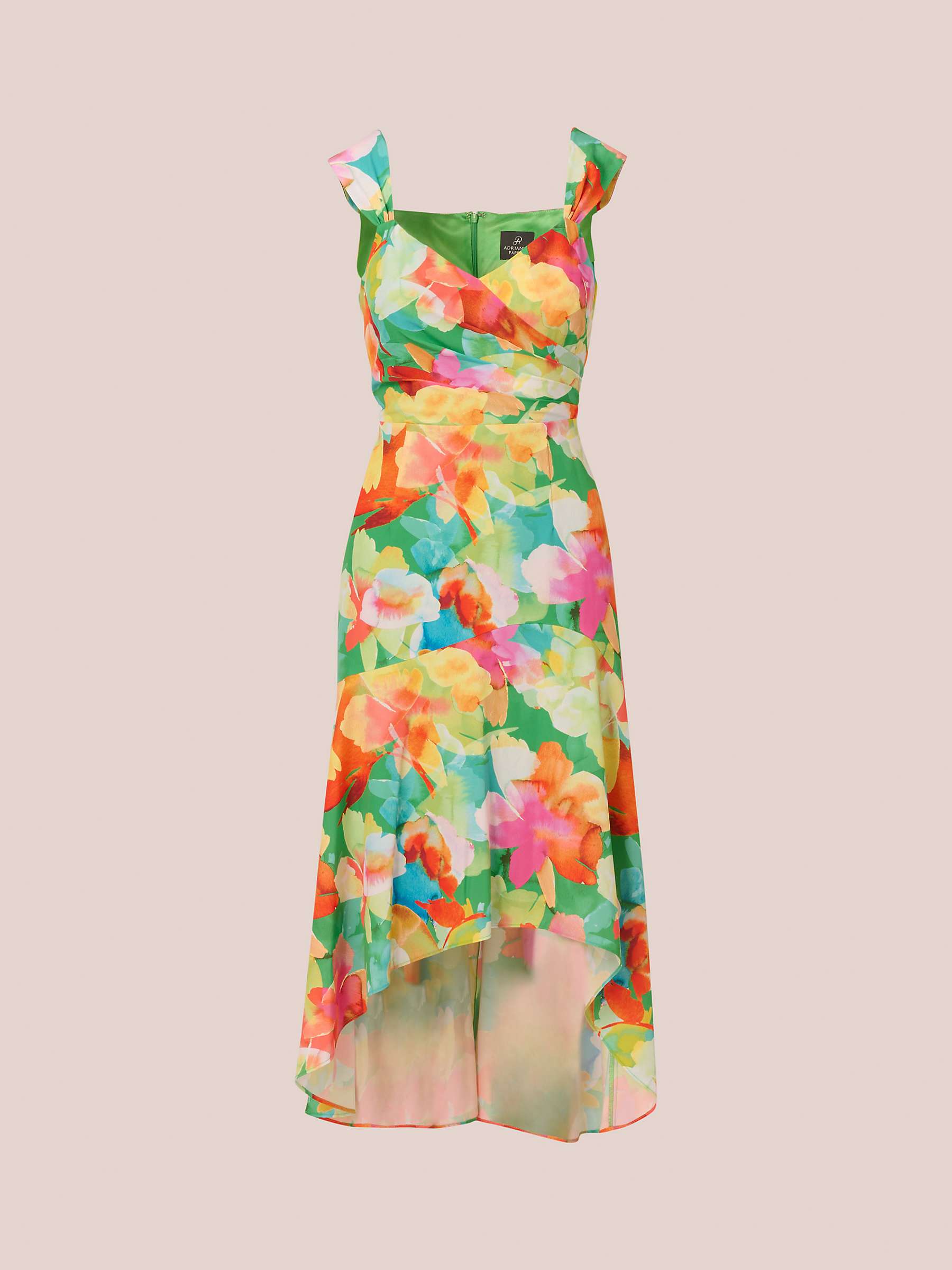 Buy Adrianna Papell Floral Hi-Low Dress, Green/Multi Online at johnlewis.com