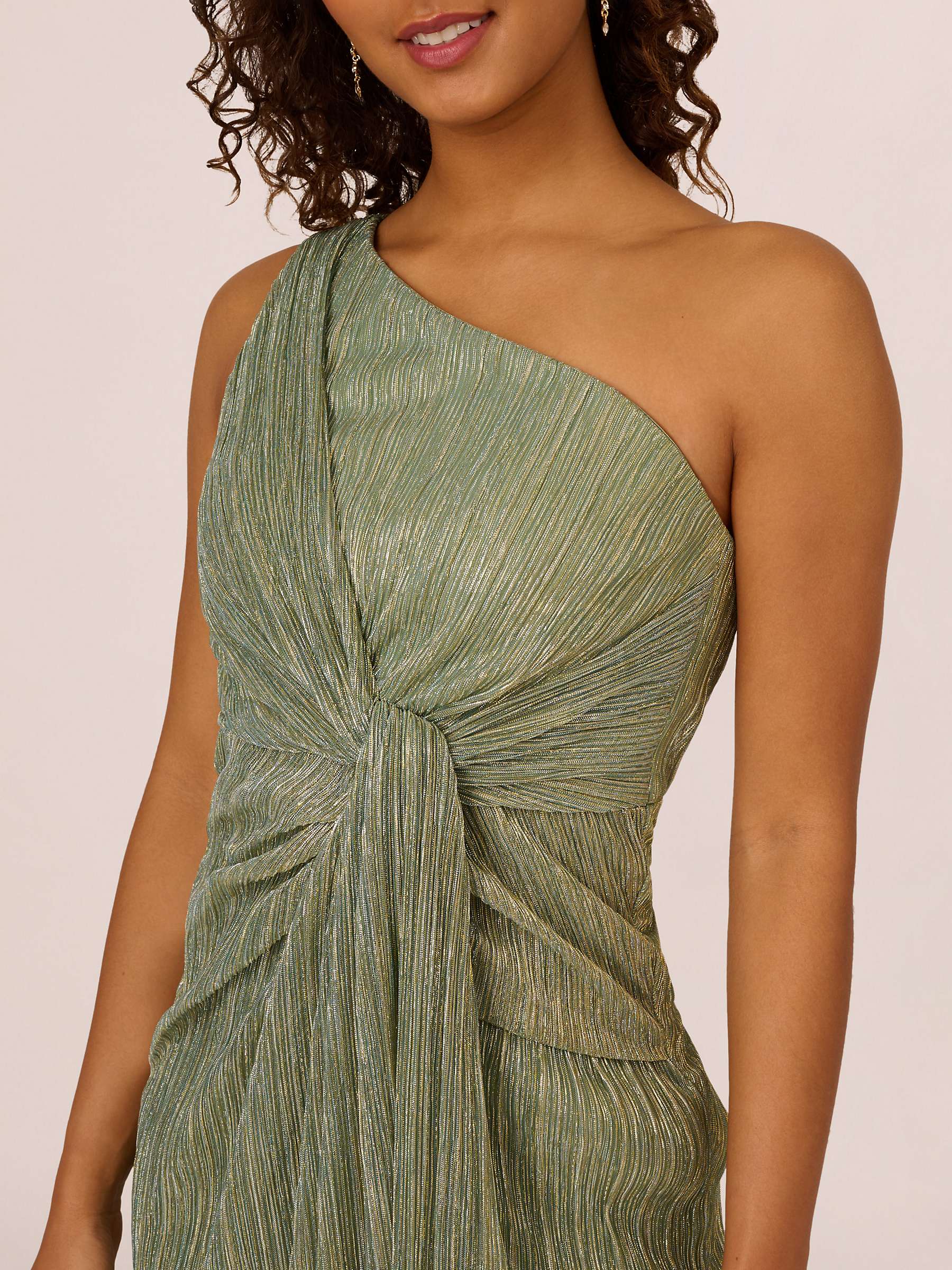 Buy Adrianna Papell Stardust Pleated One Shoulder Maxi Dress, Green Slate Online at johnlewis.com