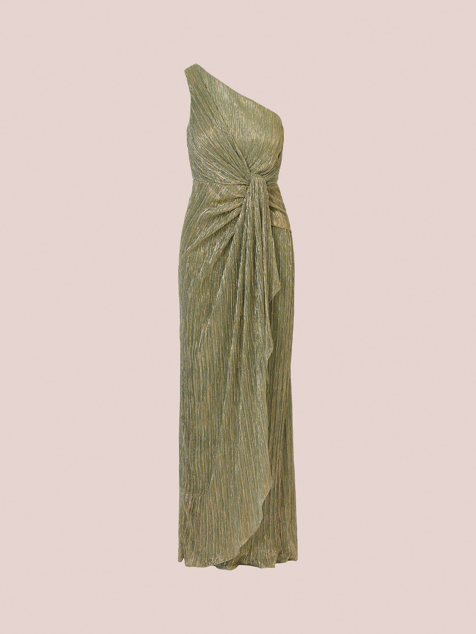 Buy Adrianna Papell Stardust Pleated One Shoulder Maxi Dress, Green Slate Online at johnlewis.com
