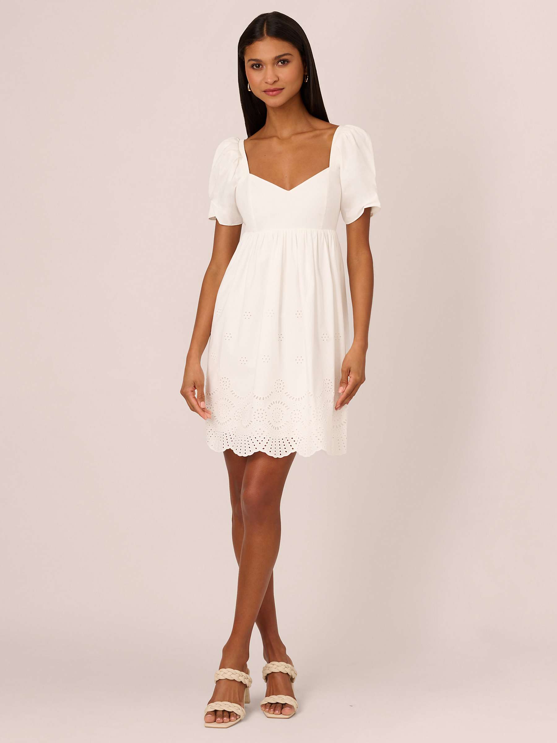 Buy Adrianna By Adrianna Papell Eyelet Cotton Mini Dress, Ivory Online at johnlewis.com