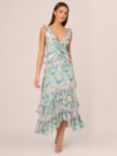 Adrianna By Adrianna Papell Combo Floral Midi Dress, Mint/Multi