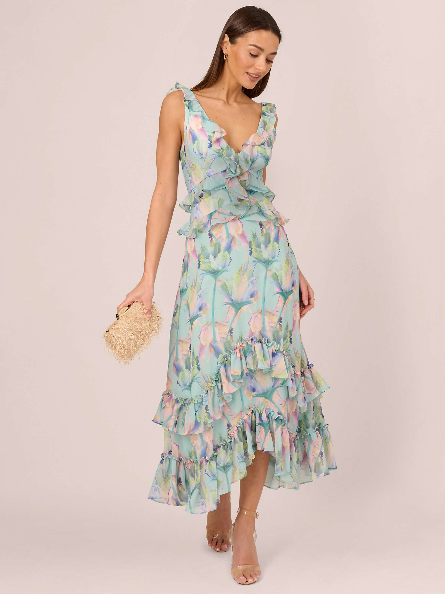 Buy Adrianna By Adrianna Papell Combo Floral Midi Dress, Mint/Multi Online at johnlewis.com