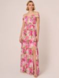 Adrianna Papell Off Shoulder Floral Maxi Dress, Pink/Multi