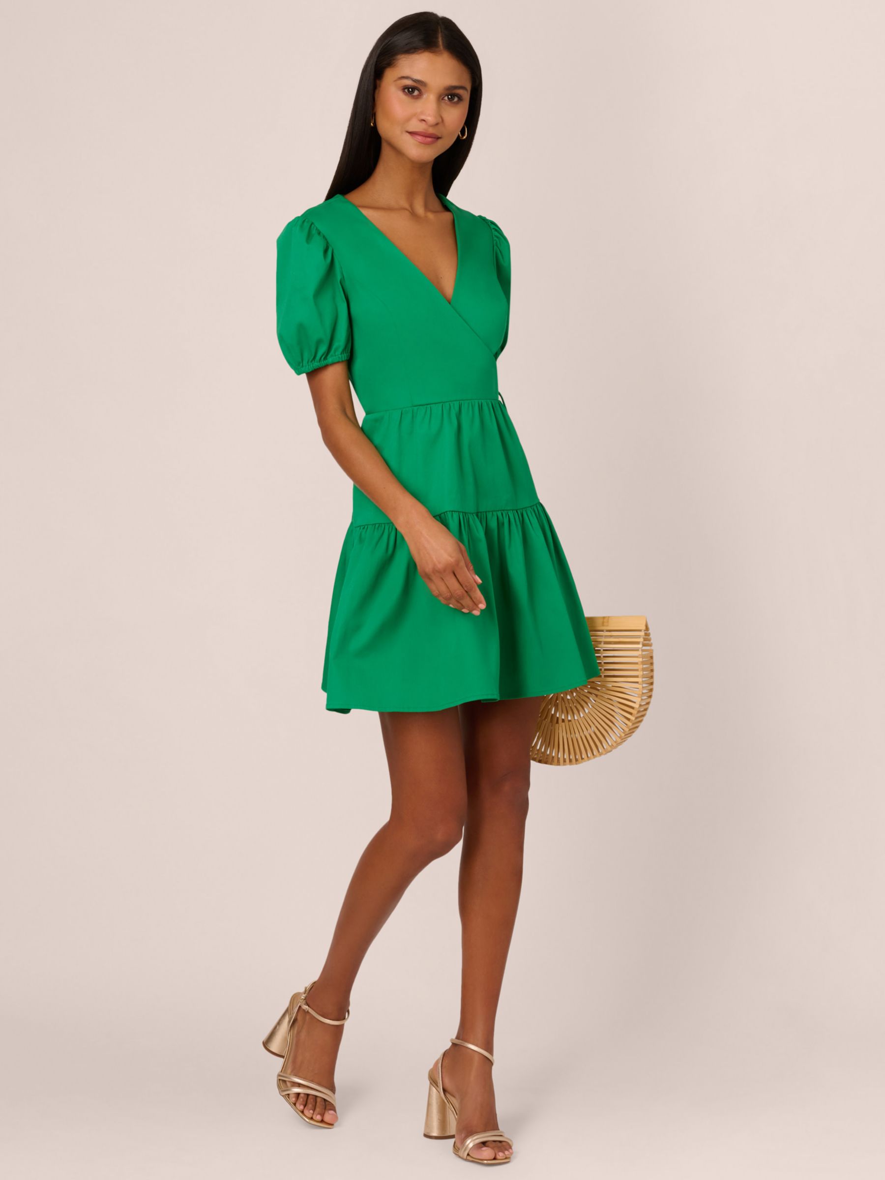 Adrianna By Adrianna Papell Stretch Cotton Mini Dress, Green, 6