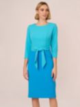 Adrianna Papell Colourblock Tie Front Midi Dress, Cerulean/Azure