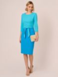 Adrianna Papell Colourblock Tie Front Midi Dress, Cerulean/Azure