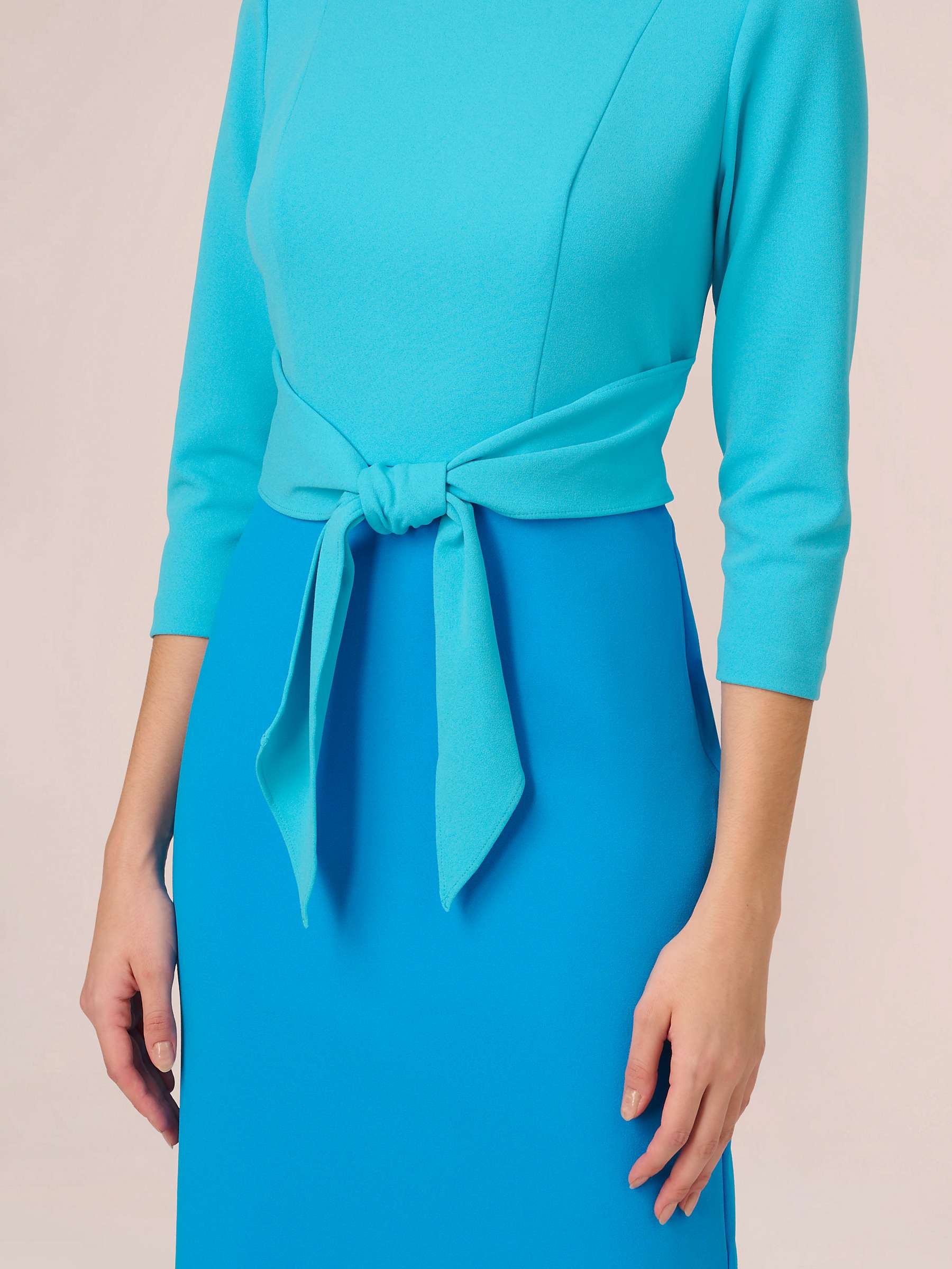 Buy Adrianna Papell Colourblock Tie Front Midi Dress, Cerulean/Azure Online at johnlewis.com