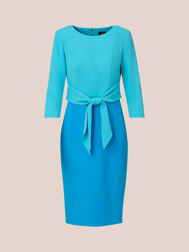 Adrianna Papell Colourblock Tie Front Midi Dress, Cerulean/Azure