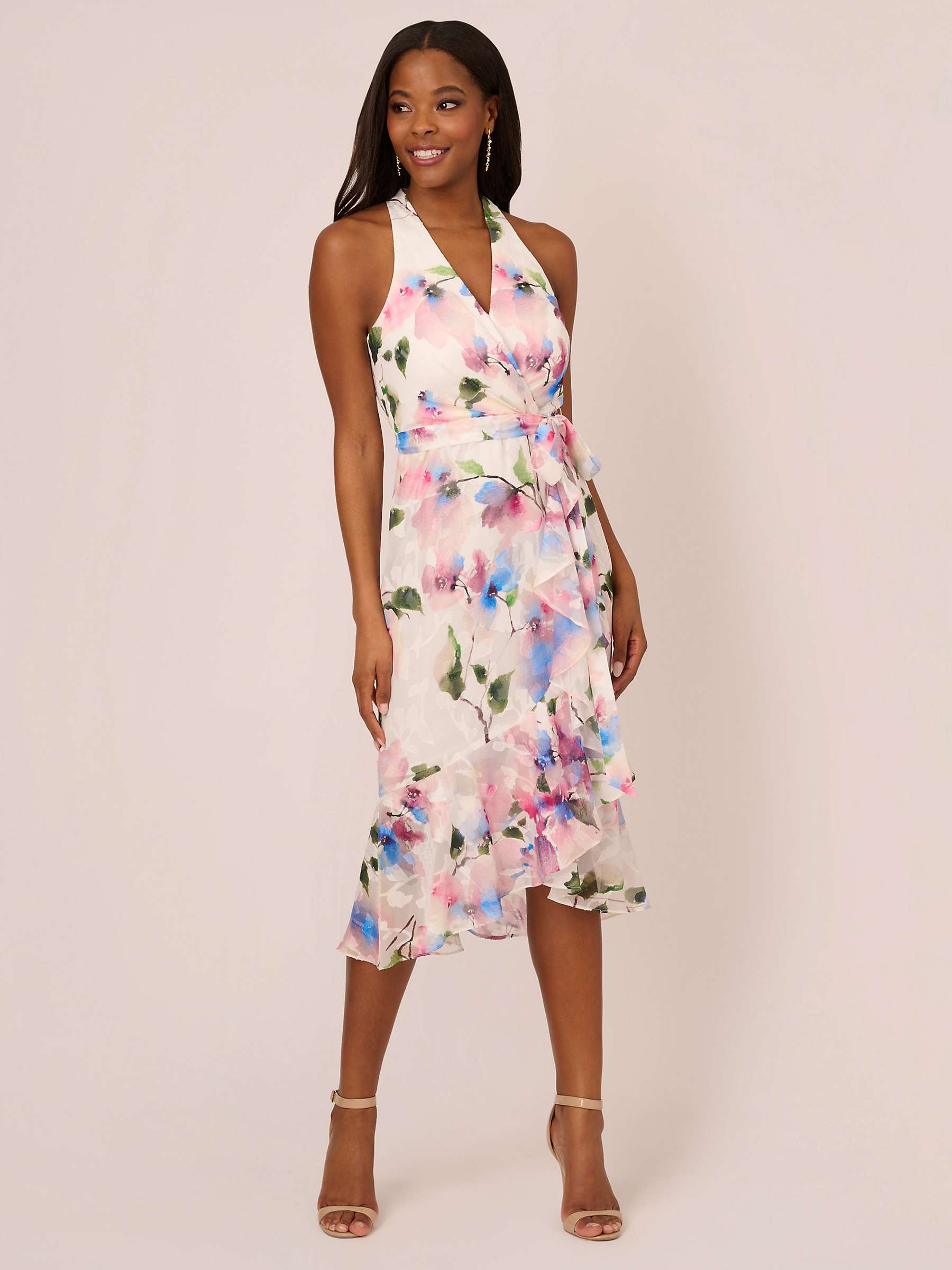 Buy Adrianna Papell Floral High-Low Dress, Ivory/Pink/Multi Online at johnlewis.com