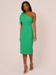 Adrianna Papell Crepe Asymmetric Bow Midi Dress, Summer Green