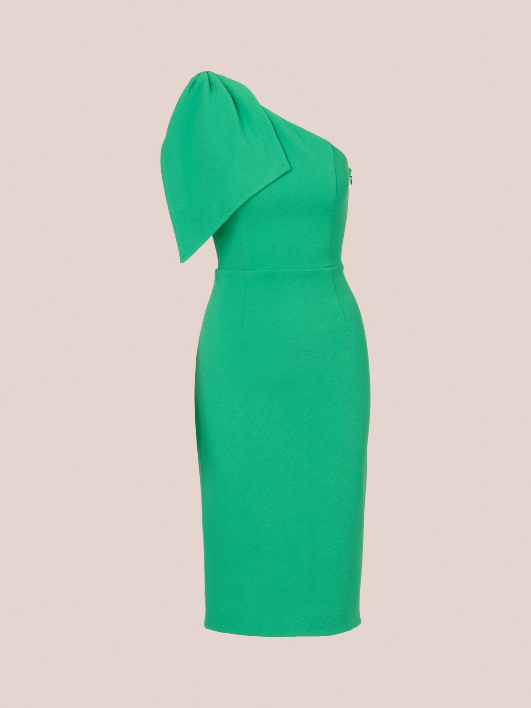Adrianna Papell Crepe Asymmetric Bow Midi Dress, Summer Green, 6