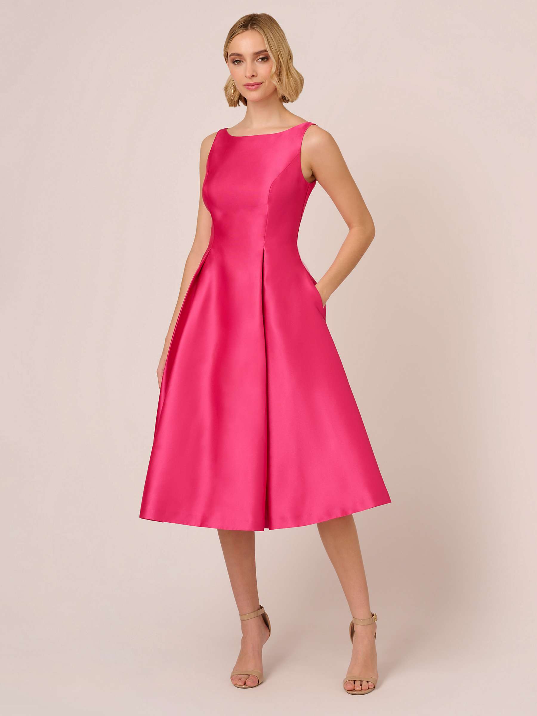Buy Adrianna Papell Sleeveless Midi Cocktail Dress, Electric Pink Online at johnlewis.com