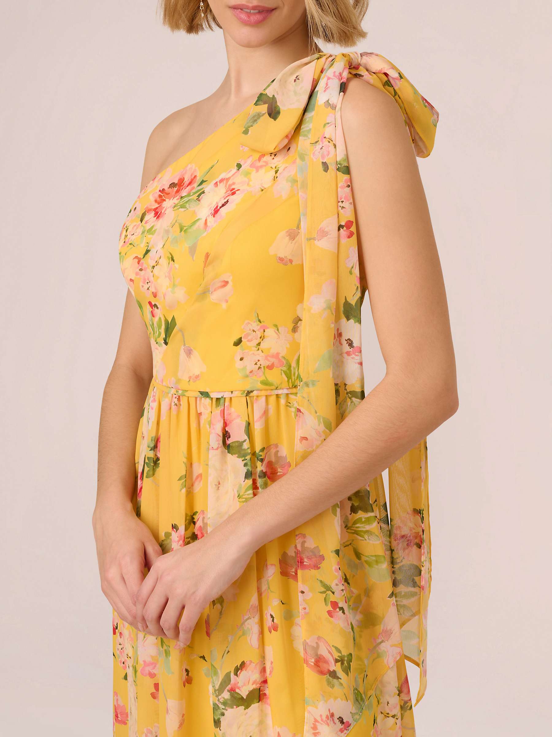 Buy Adrianna Papell One Shoulder Floral Chiffon Maxi Dress, Yellow/Multi Online at johnlewis.com