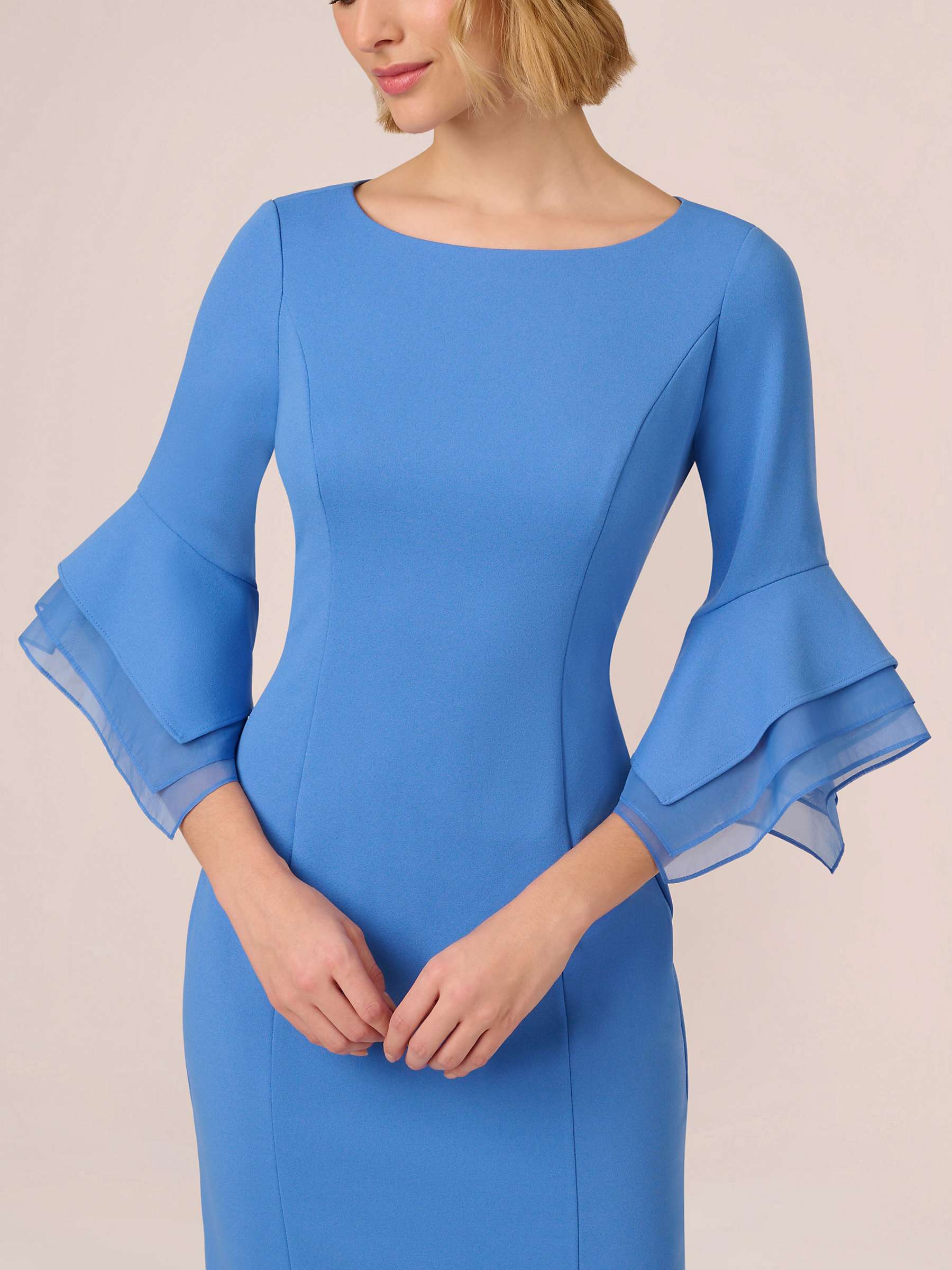 Buy Adrianna Papell Knit Crepe Tiered Sleeve Dress, Cool Water Online at johnlewis.com