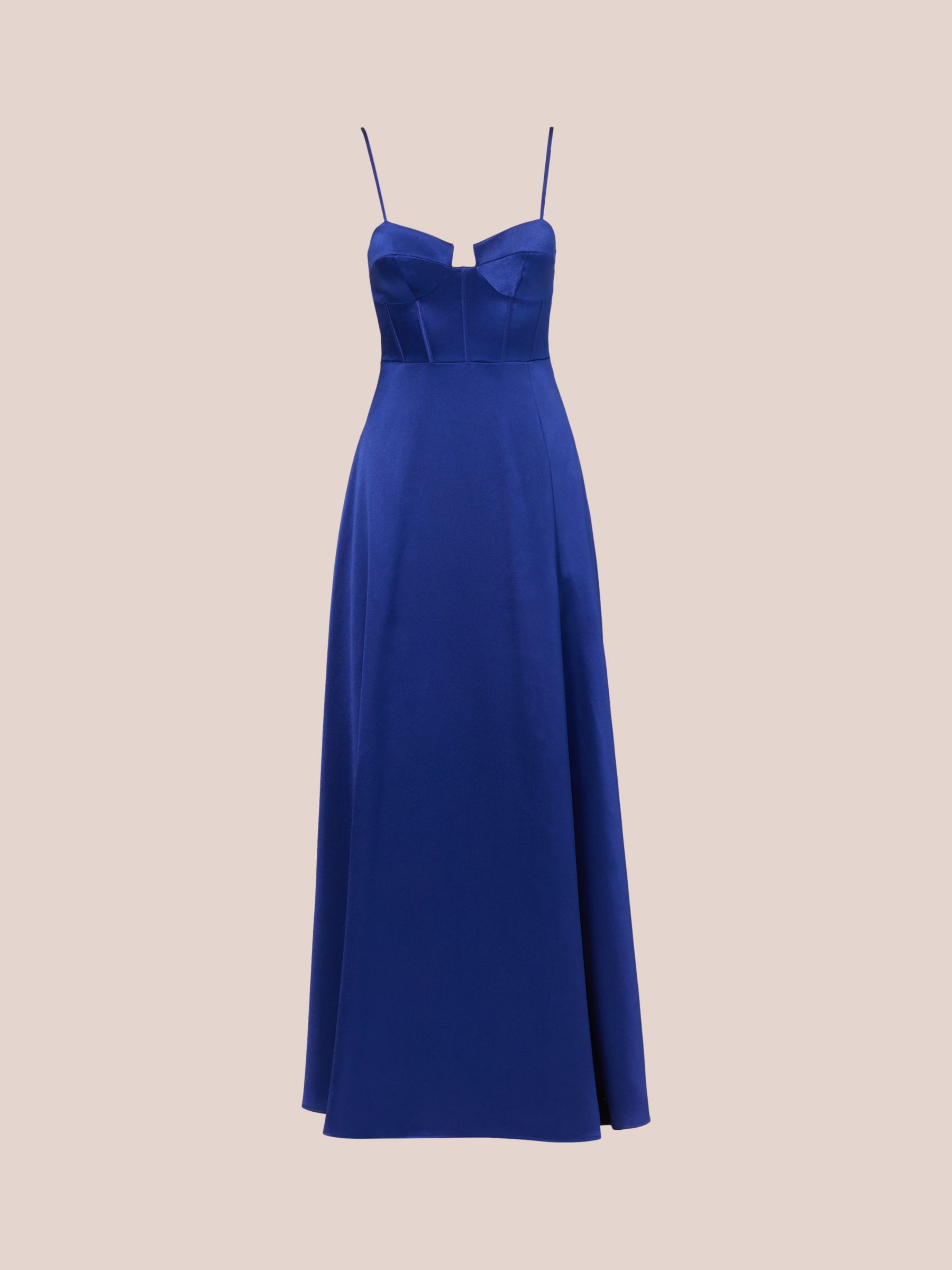 Adrianna by Adrianna Papell Liquid Satin Bustier Maxi Dress, Royal Sapphire, 6