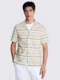 Moss Woven Stripe Cuban Collar Shirt, Beige/Multi