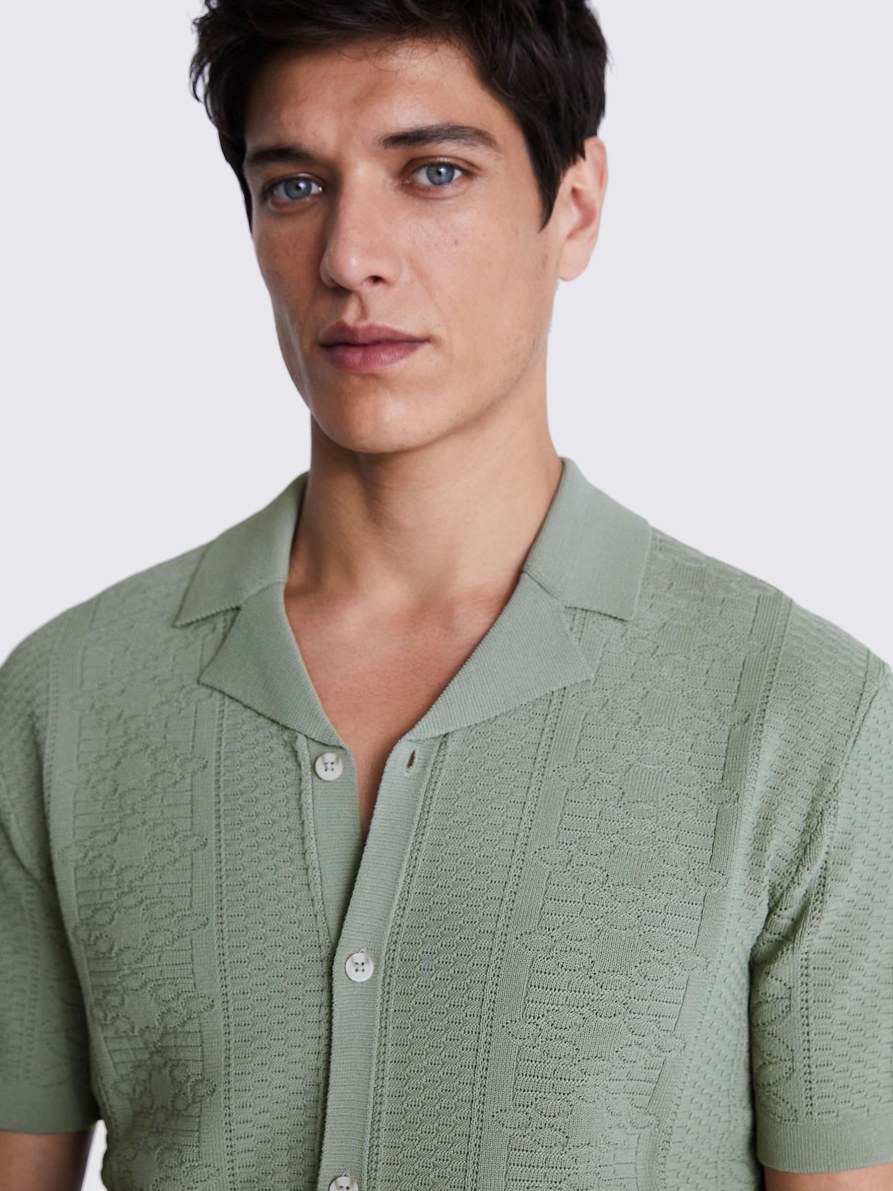Buy Moss Pointelle Knit Polo Top Online at johnlewis.com