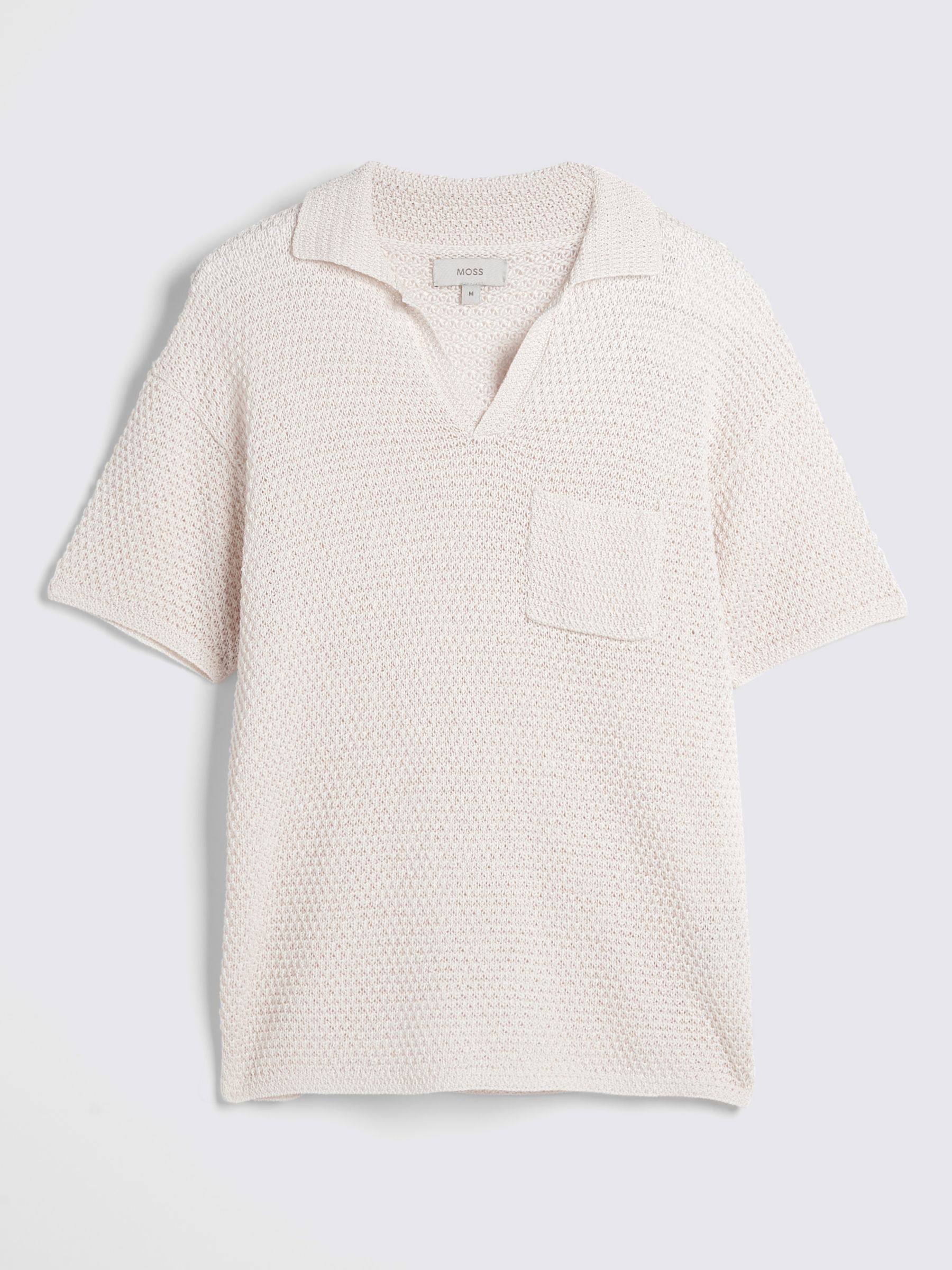 Moss Knitted Polo Top, Beige, XXL