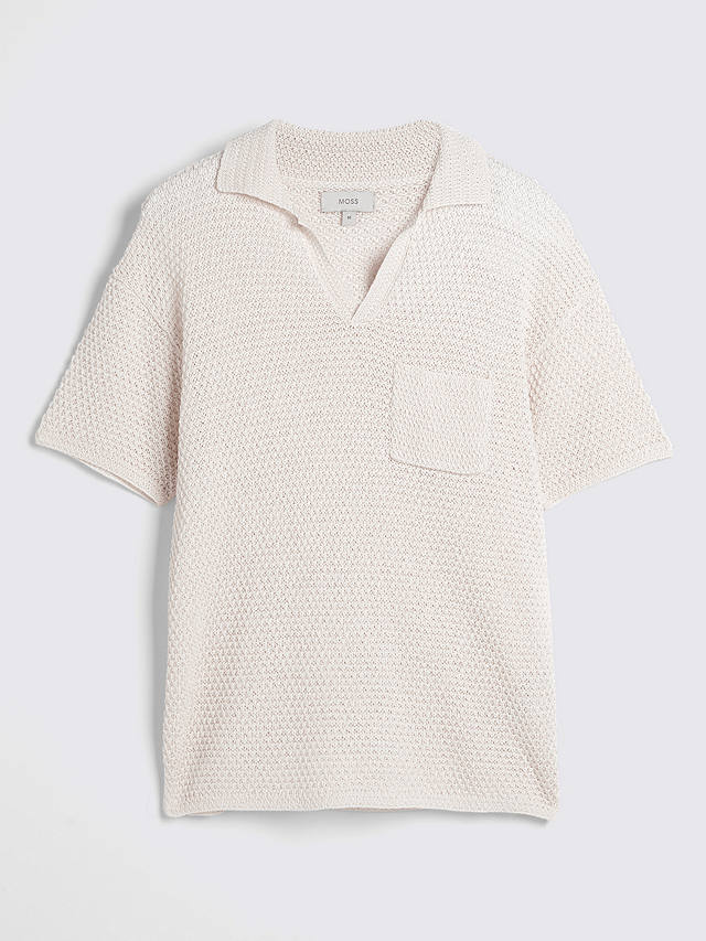 Moss Knitted Polo Top, Beige