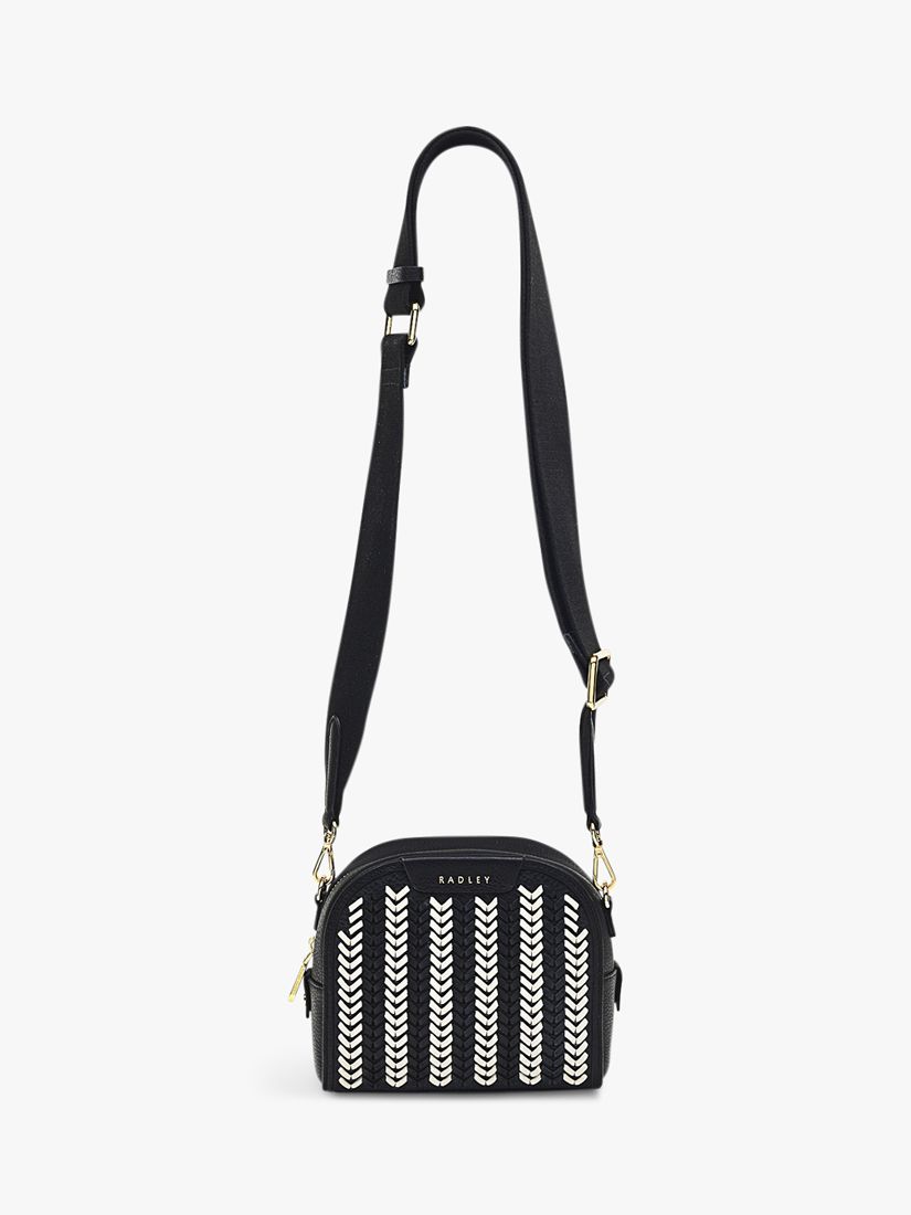 Radley Arden Crescent Woven Leather Crossbody Bag, Black/White, One Size