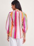 Monsoon Elsie Stripe Blouse, Orange/Multi