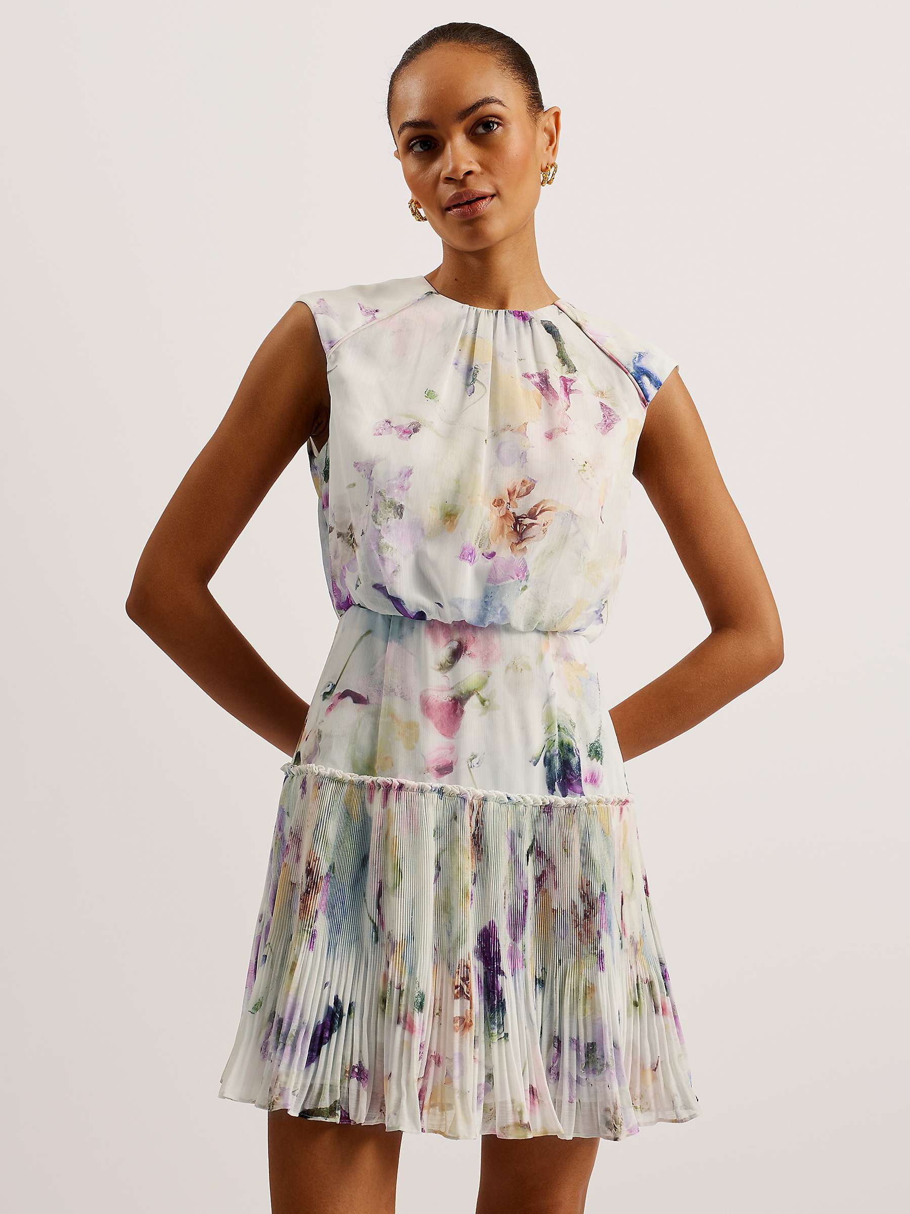 Buy Ted Baker Saintly Watercolour Floral Mini Dress, White/Multi Online at johnlewis.com