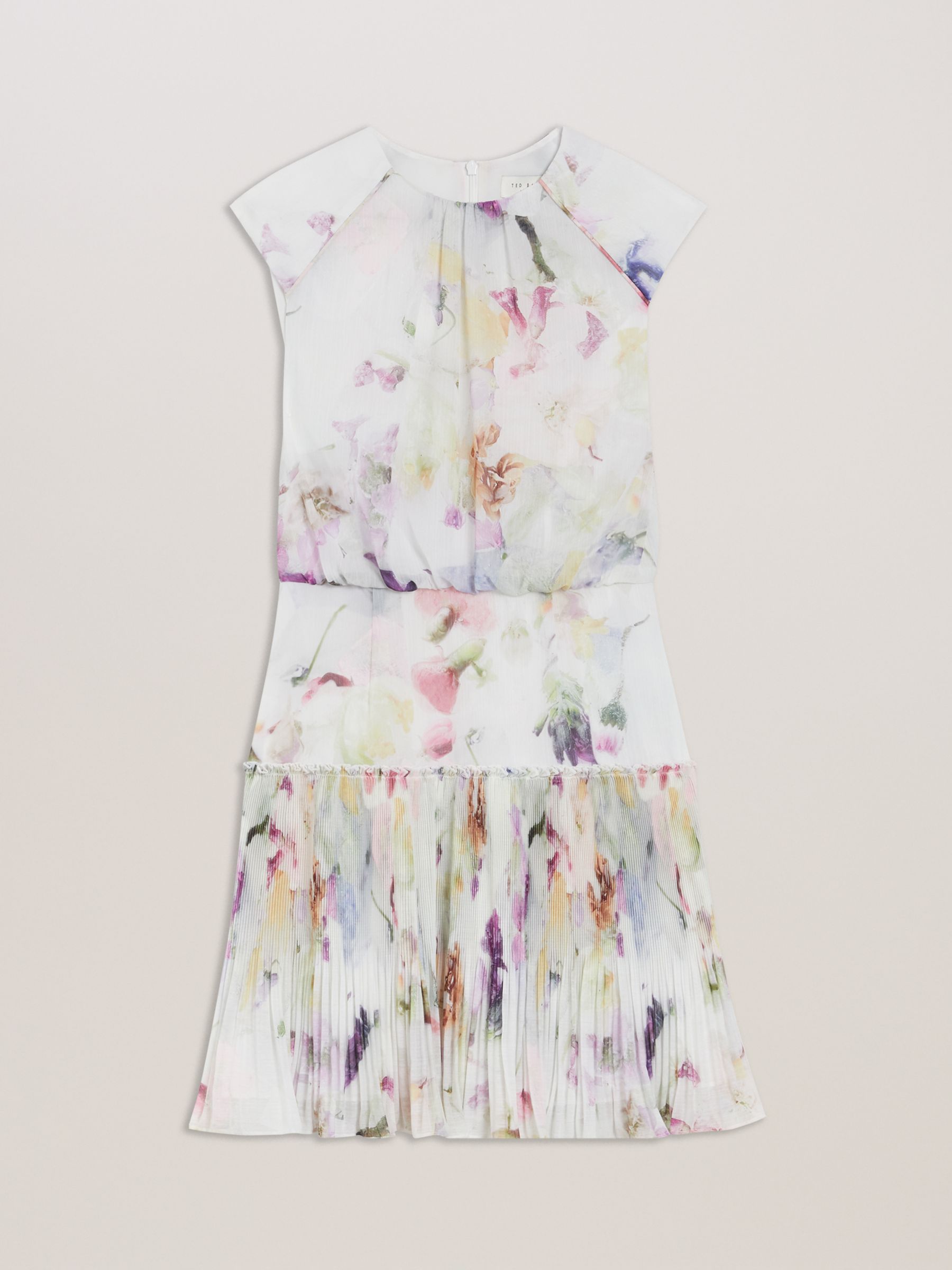 Ted Baker Saintly Watercolour Floral Mini Dress, White/Multi, 6