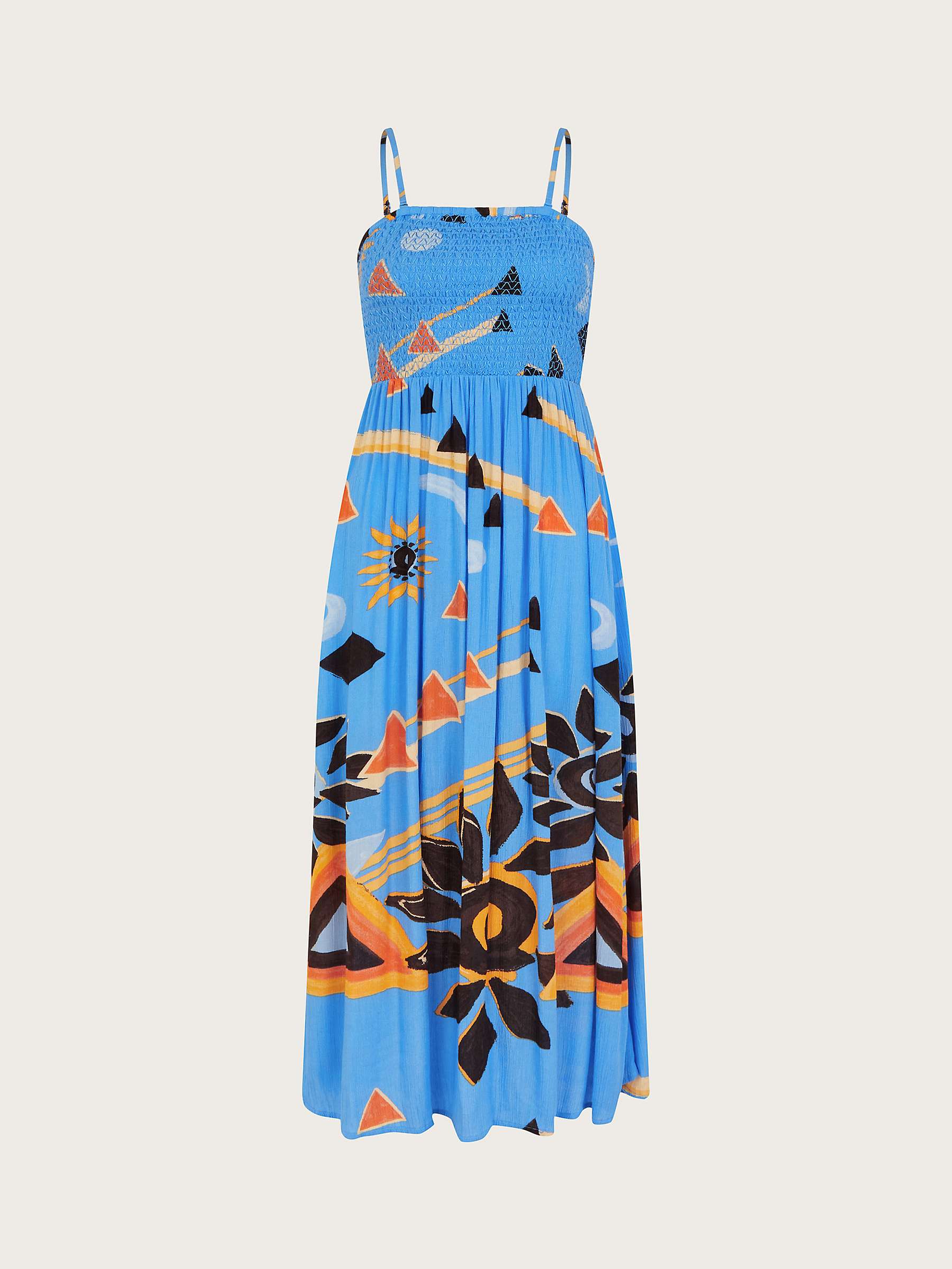 Buy Monsoon Amanda Midi Bandeau Dress, Blue/Multi Online at johnlewis.com