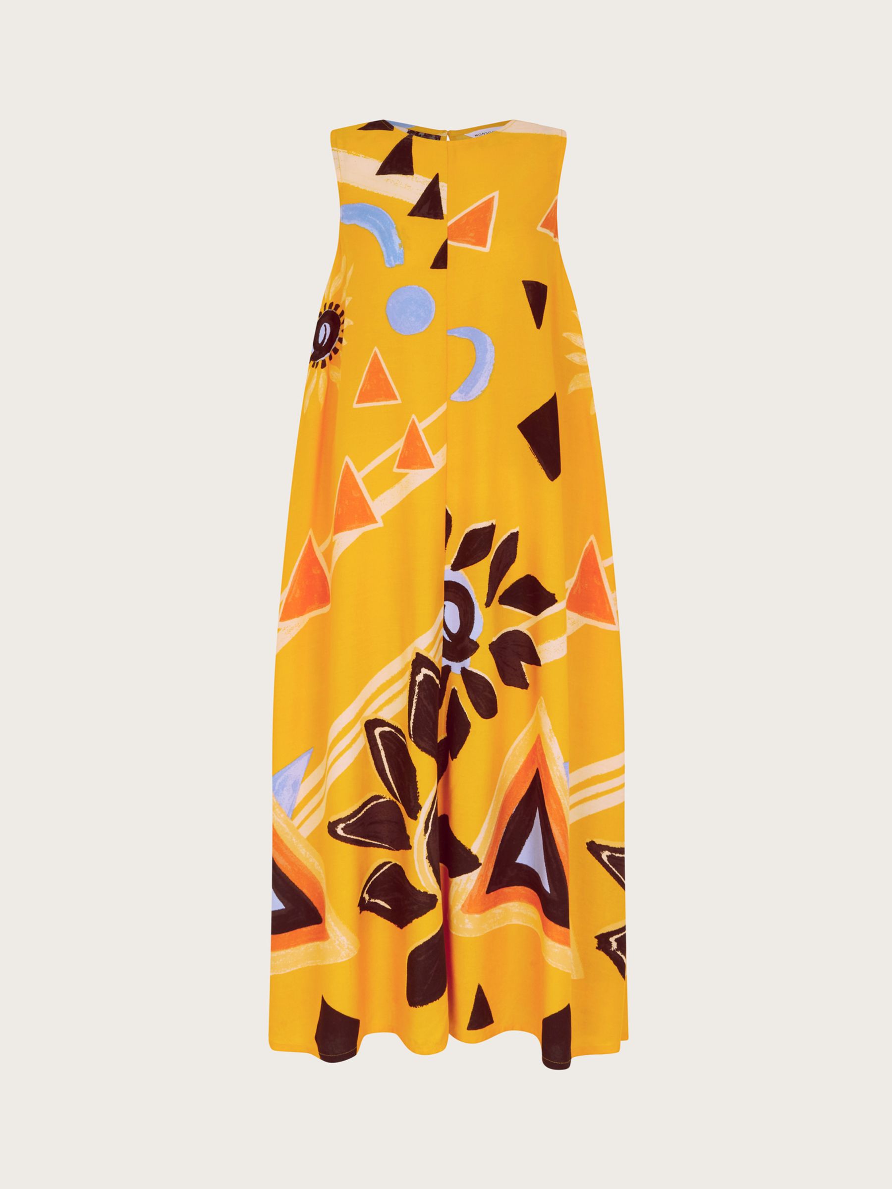 Monsoon Amanda Abstract Print Midi Dress, Orange/Multi, S