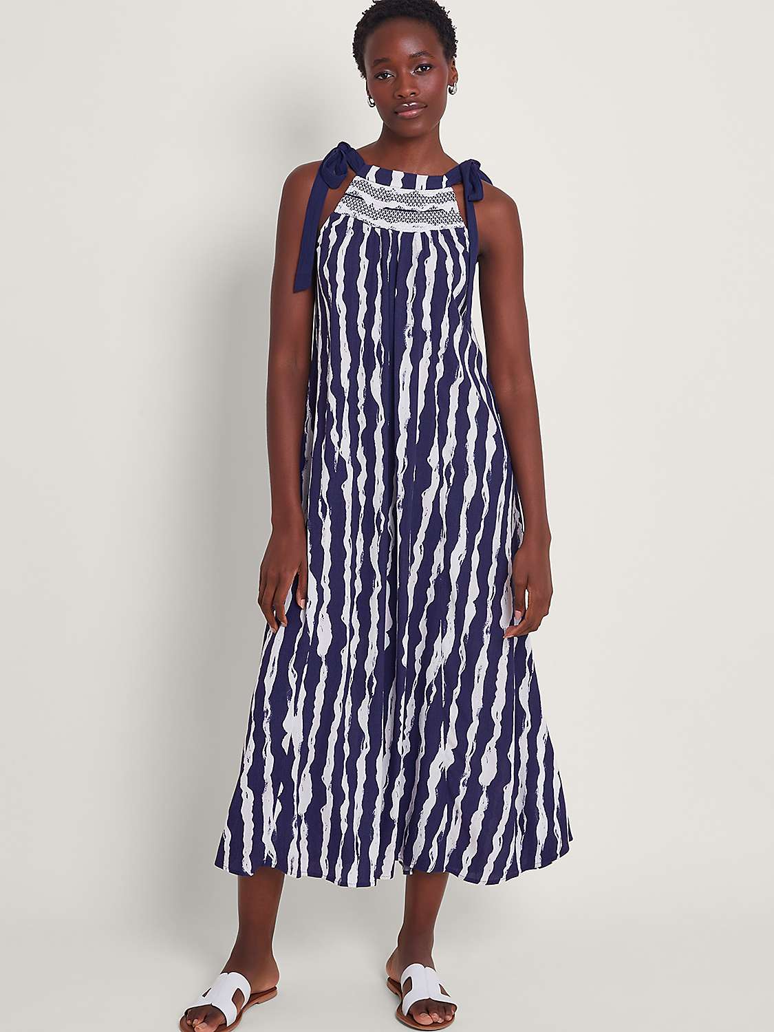 Buy Monsoon Caity Midi Stripe Dress, Navy Online at johnlewis.com