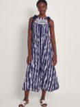 Monsoon Caity Midi Stripe Dress, Navy